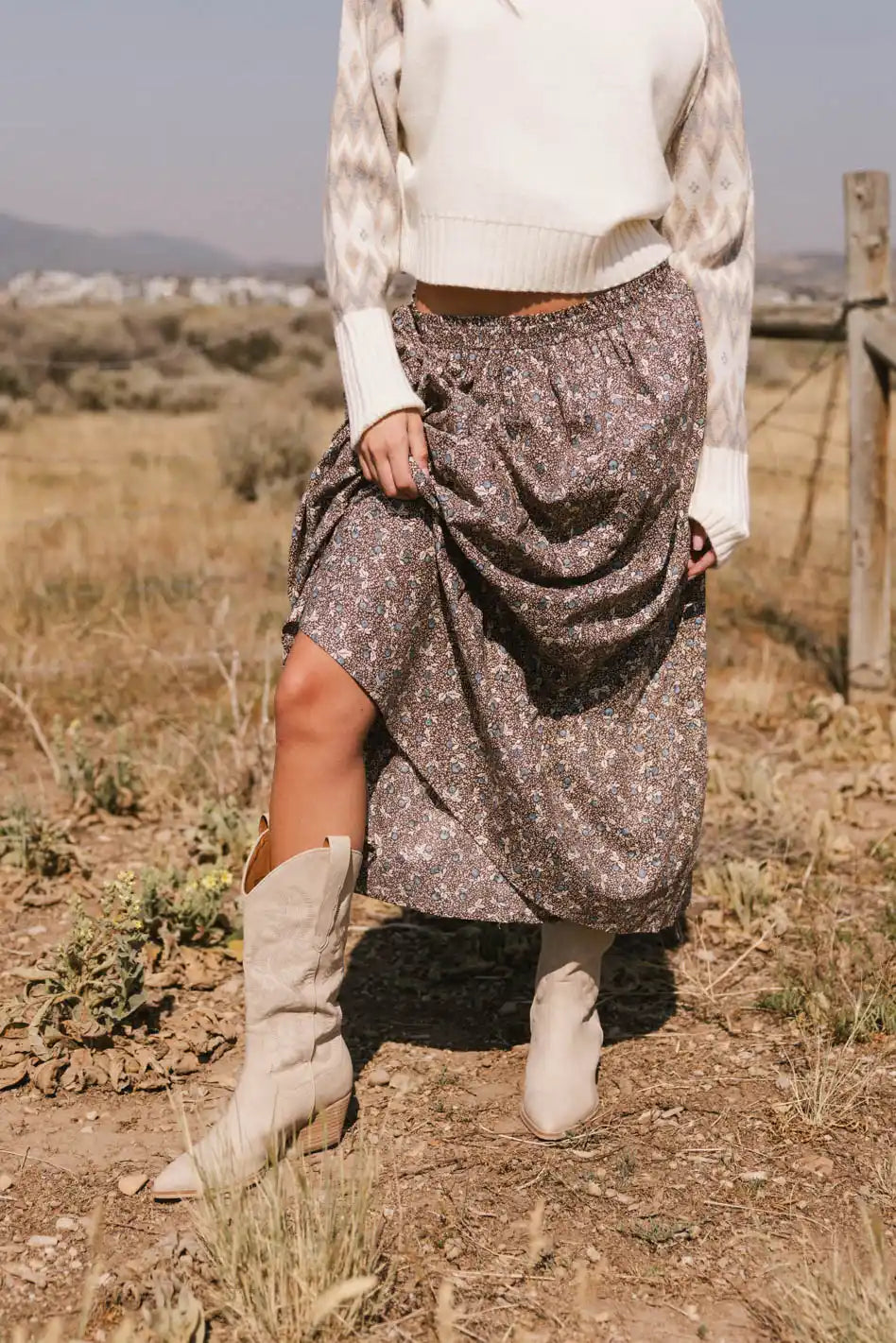 Mara Tiered Midi Skirt for Women - Flowy Boho Summer Skirt with Elastic Waist | Perfect for Beach, Vacation, and Casual Outfits