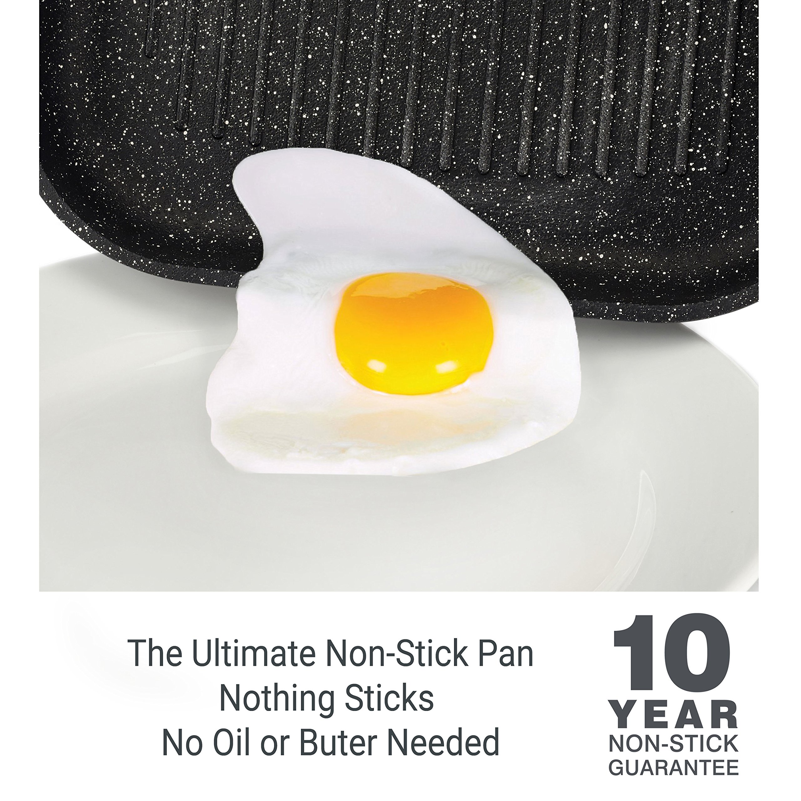 Zyliss 10.25 Inch Nonstick Grill Pan - Heavy Duty Cast Aluminum Griddle for Stovetop & Oven - Perfect for Grilling Steak, Chicken, Vegetables & Pancakes