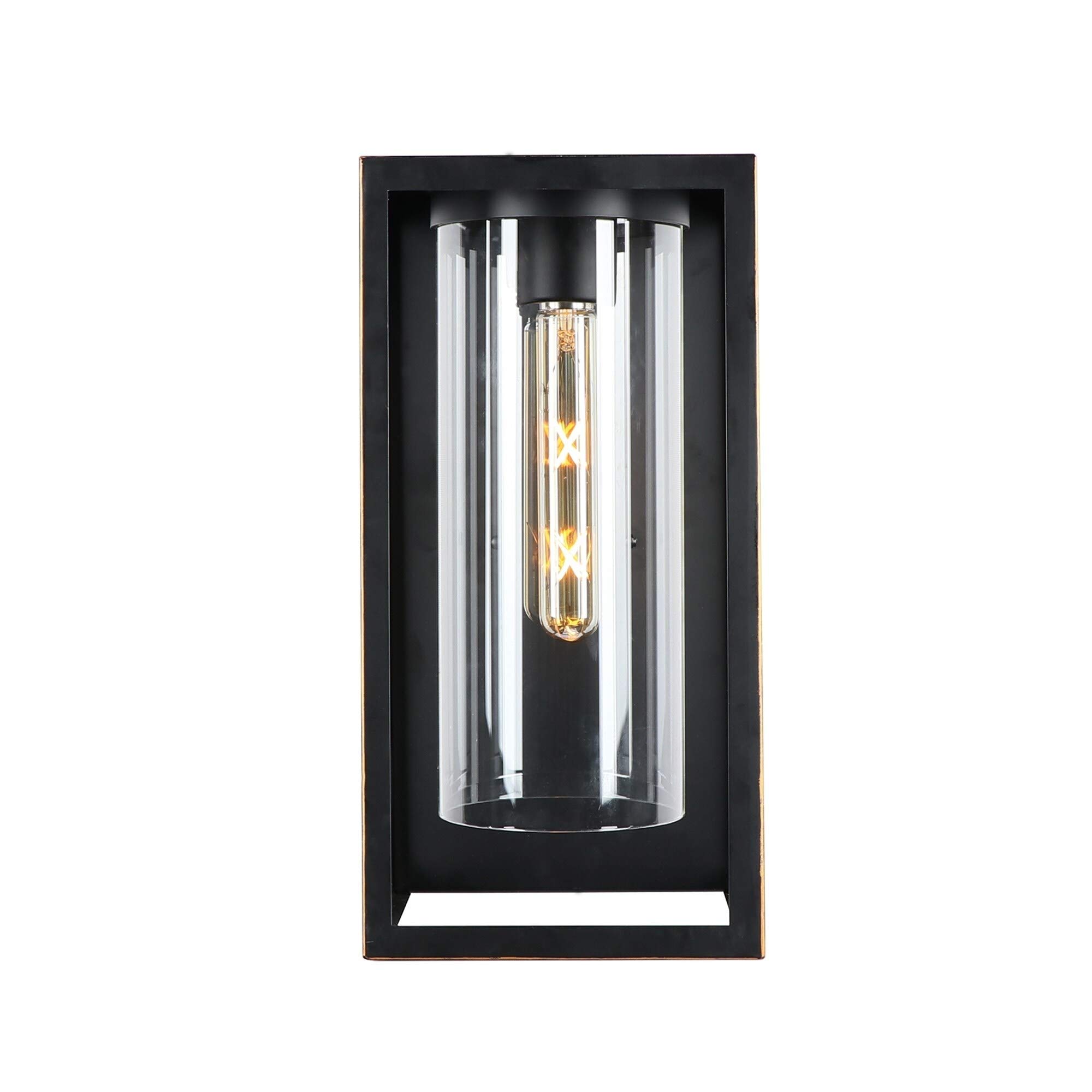 1 Light Outdoor Wall Lantern - Imperial Black Mid-Century Modern Design - Energy Efficient LED Exterior Light for Porch, Patio, Garden & Entryway