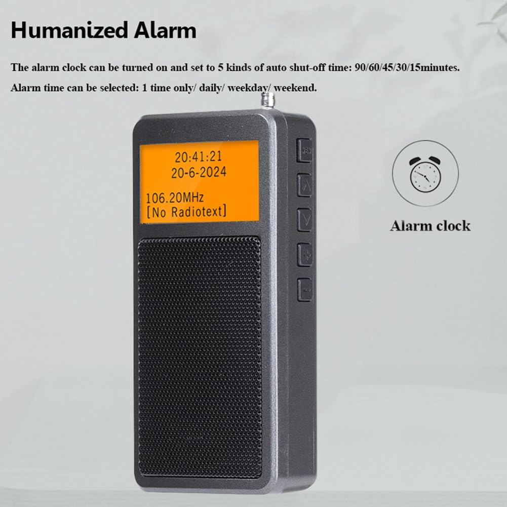 Frsoinor Portable Bluetooth Radio - Mini FM Stereo Wireless Speaker with Alarm Clock, Perfect for Elderly, Outdoor, Travel & Home Use