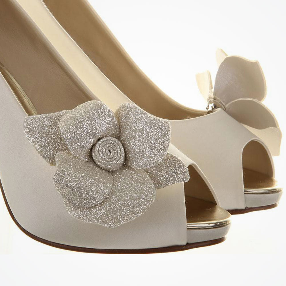 Servia Glitter Embellished Flower Shoe Clip - Elegant Shoe Accessory for Weddings, Prom & Special Occasions