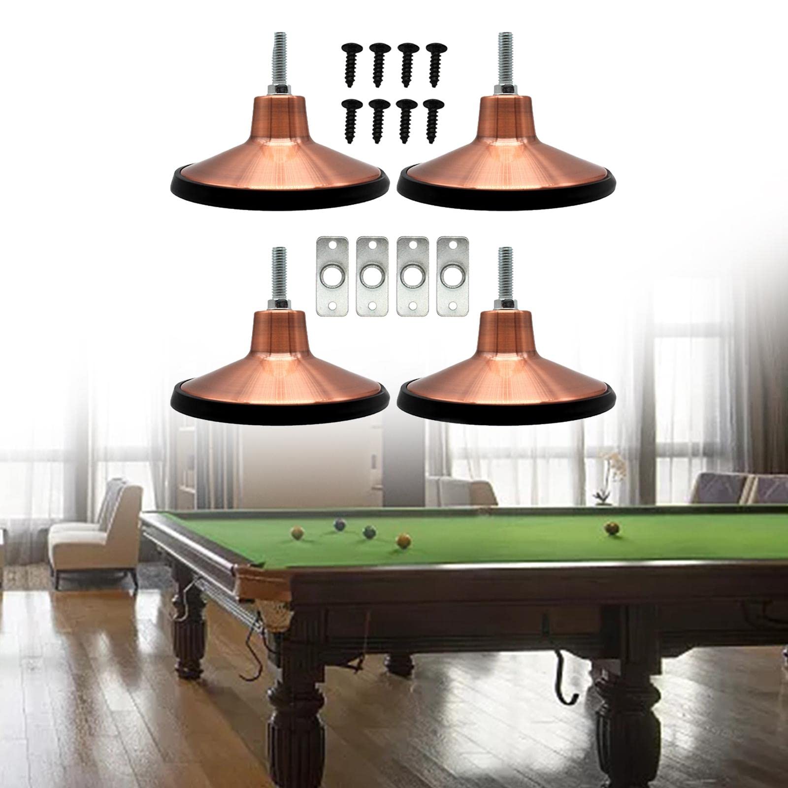 4X Heavy Duty Pool Table Leg Levelers - Adjustable Height Raisers for Game Tables, Protects Floors from Damage | Perfect for Home Game Rooms, Bars, and Billiard Halls
