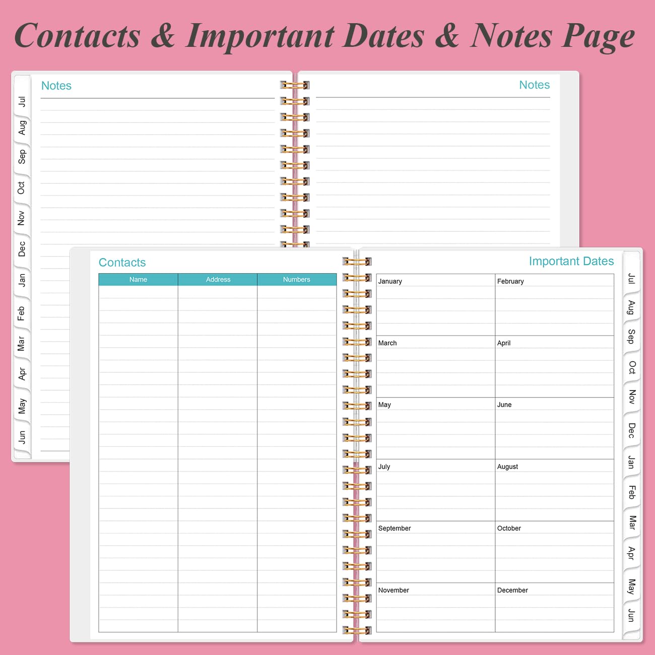2025 Weekly & Monthly Planner Spiral Bound - January to December 2025 with Tabs, Inner Pocket, 6.4