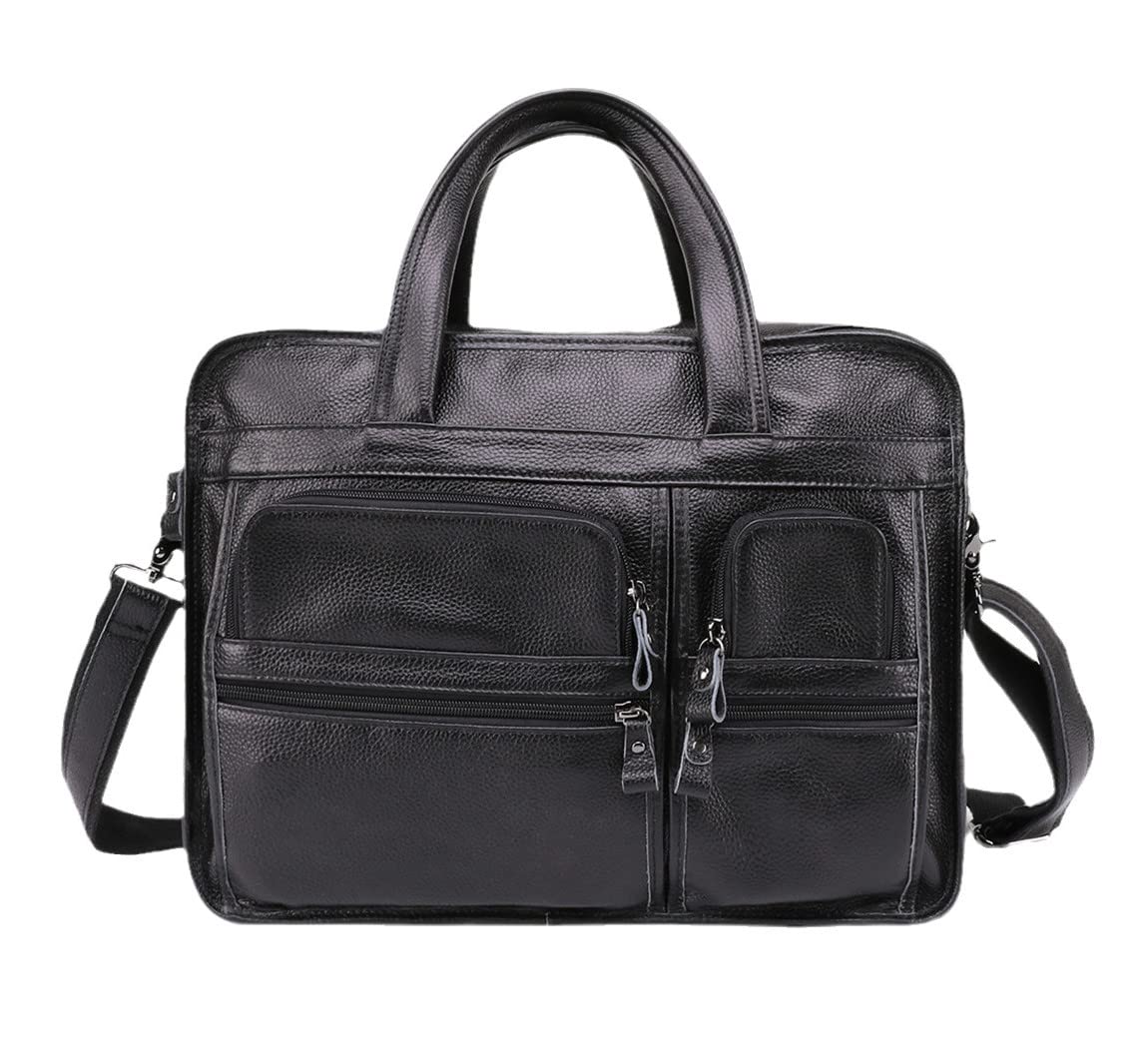 Premium Genuine Leather Laptop Briefcase for Men - Business & Travel Tote Bag with Shoulder Strap - Stylish Crossbody Messenger Bag for Work, Office & Commuting
