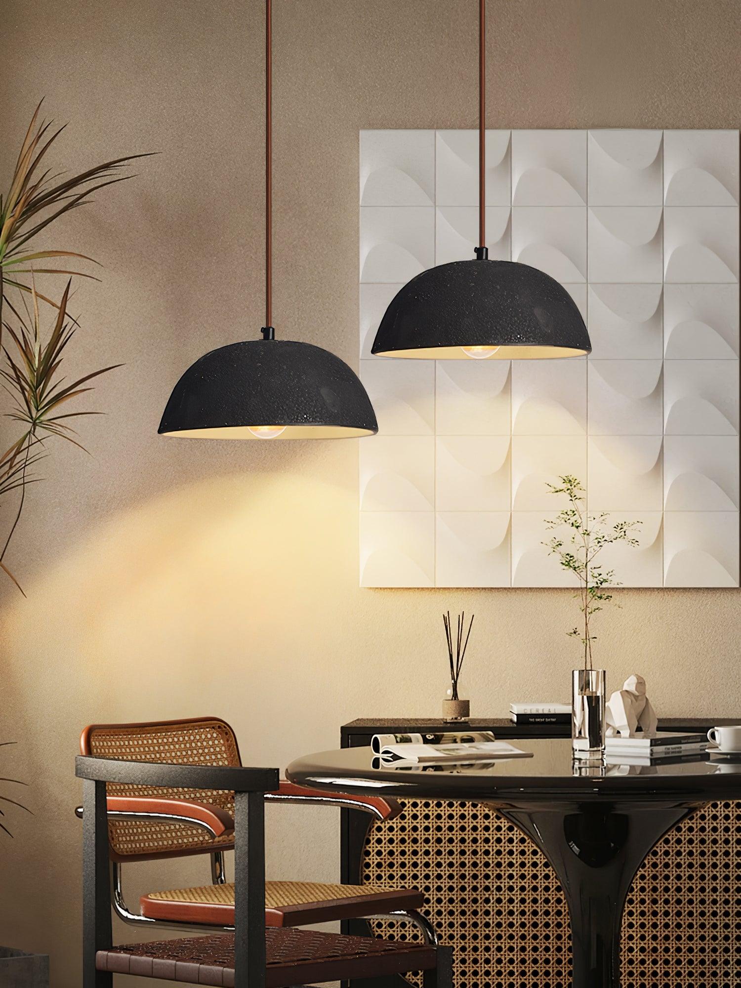 Black Arch Ceramic Pendant Lamp - Modern Handmade Hanging Light Fixture for Living Room, Bedroom, or Dining Area Decoration