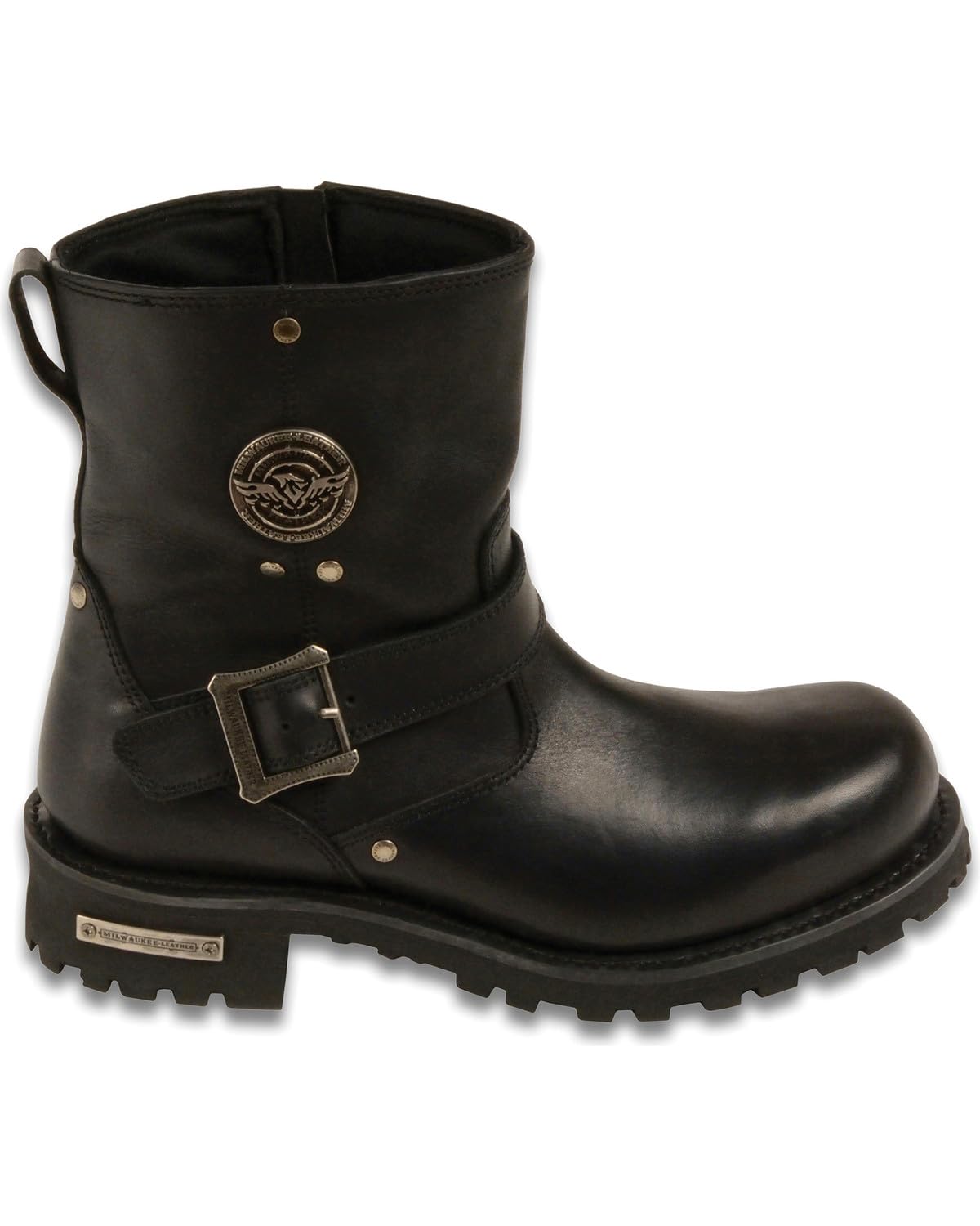 Milwaukee Leather Men's 6-Inch Classic Engineer Boots - Wide Round Toe Work Boots in Black (Size 15 EE) - Durable Motorcycle & Construction Work Boots for Men