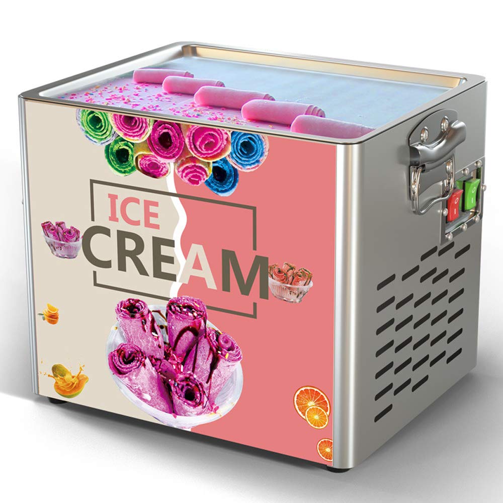 180W Commercial Ice Cream Roll Machine - Frozen Yogurt & Soft Serve Dessert Maker with Single Pan for Cafes, Bars, Shops | Perfect for Making Rolled Ice Cream, Gelato, and Frozen Treats at Your Business