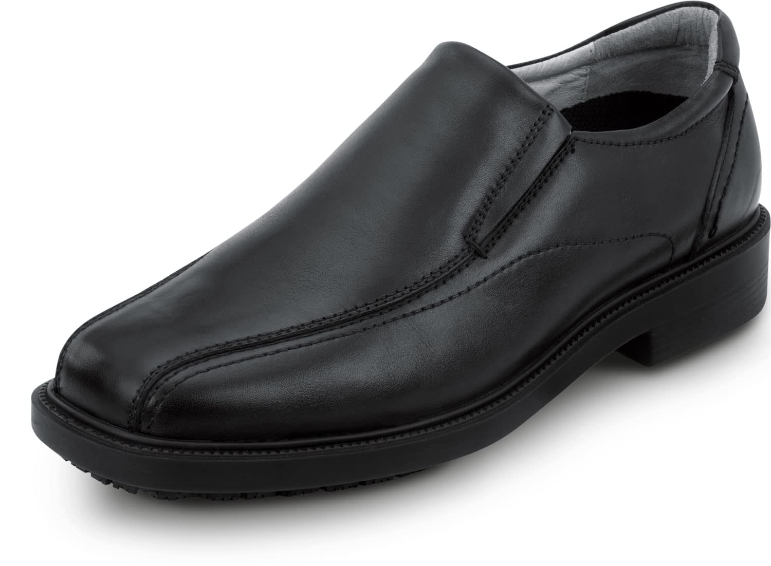 SR Max Brooklyn Men's Black Twin Gore Dress Style Soft Toe Slip Resistant Work Shoes - Comfortable & Durable for Office, Construction & Outdoor Work