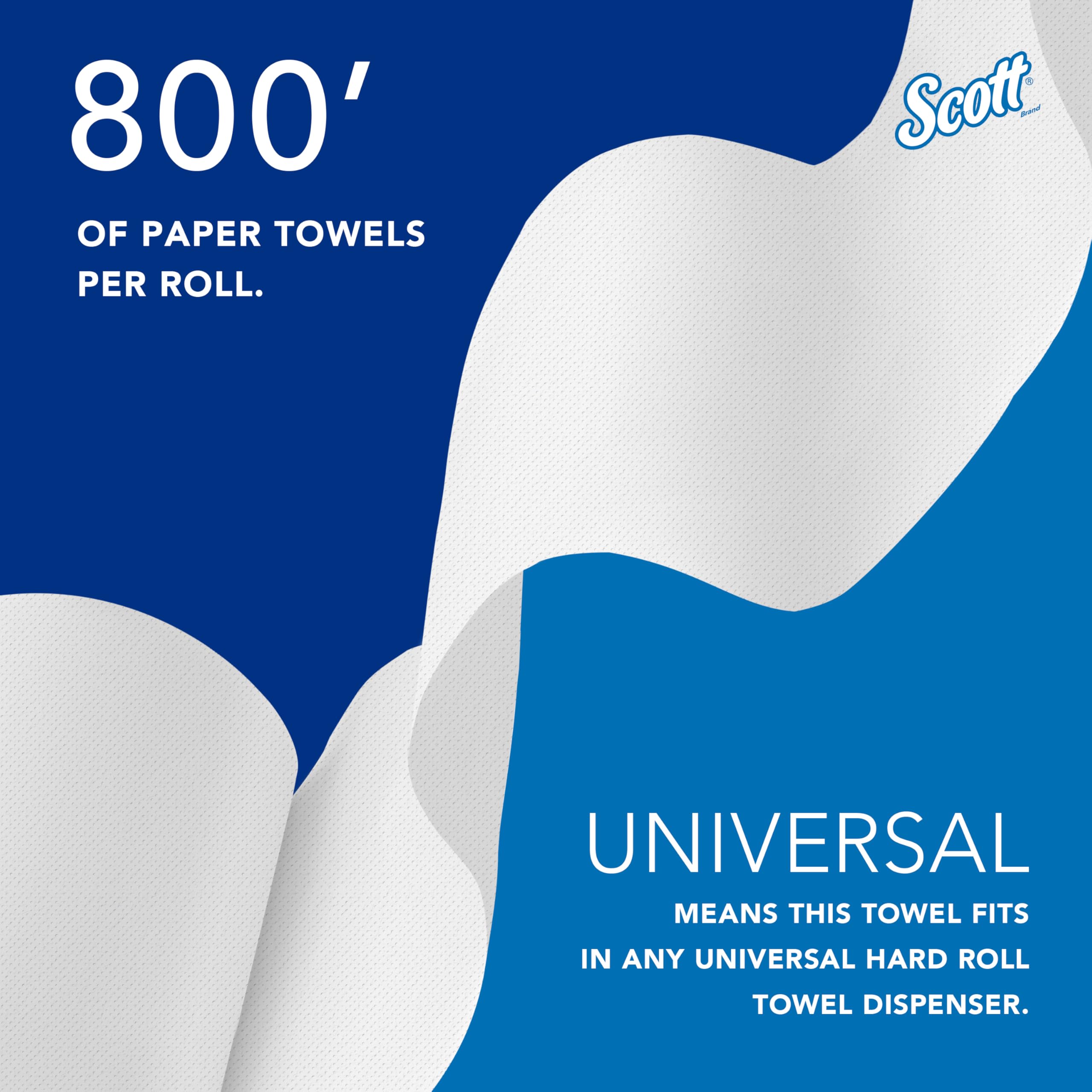 Scott® Professional Universal 100% Recycled Fiber Hard Roll Paper Towels - 12 Rolls (800' Each, 9,600'/Case) | 1.5