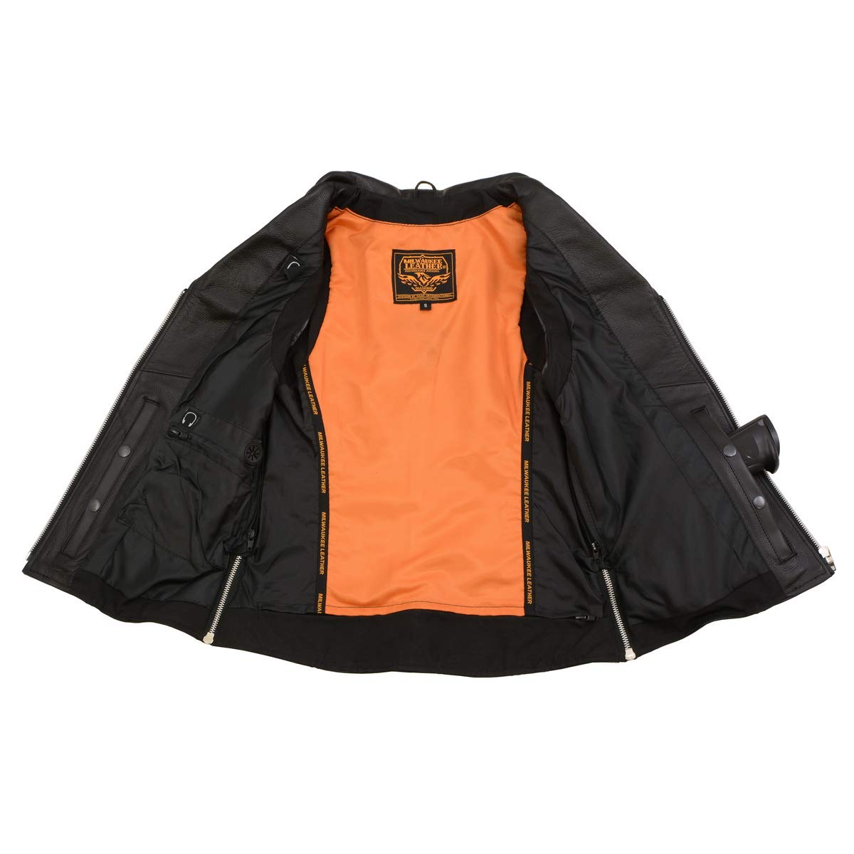 Milwaukee Leather MLL4503 Women's Black V-Neck Motorcycle Vest - Genuine Leather Biker Jacket with Riveted Lapel Collar - Medium Size - Perfect for Riding, Motorcycle Events & Casual Outfits