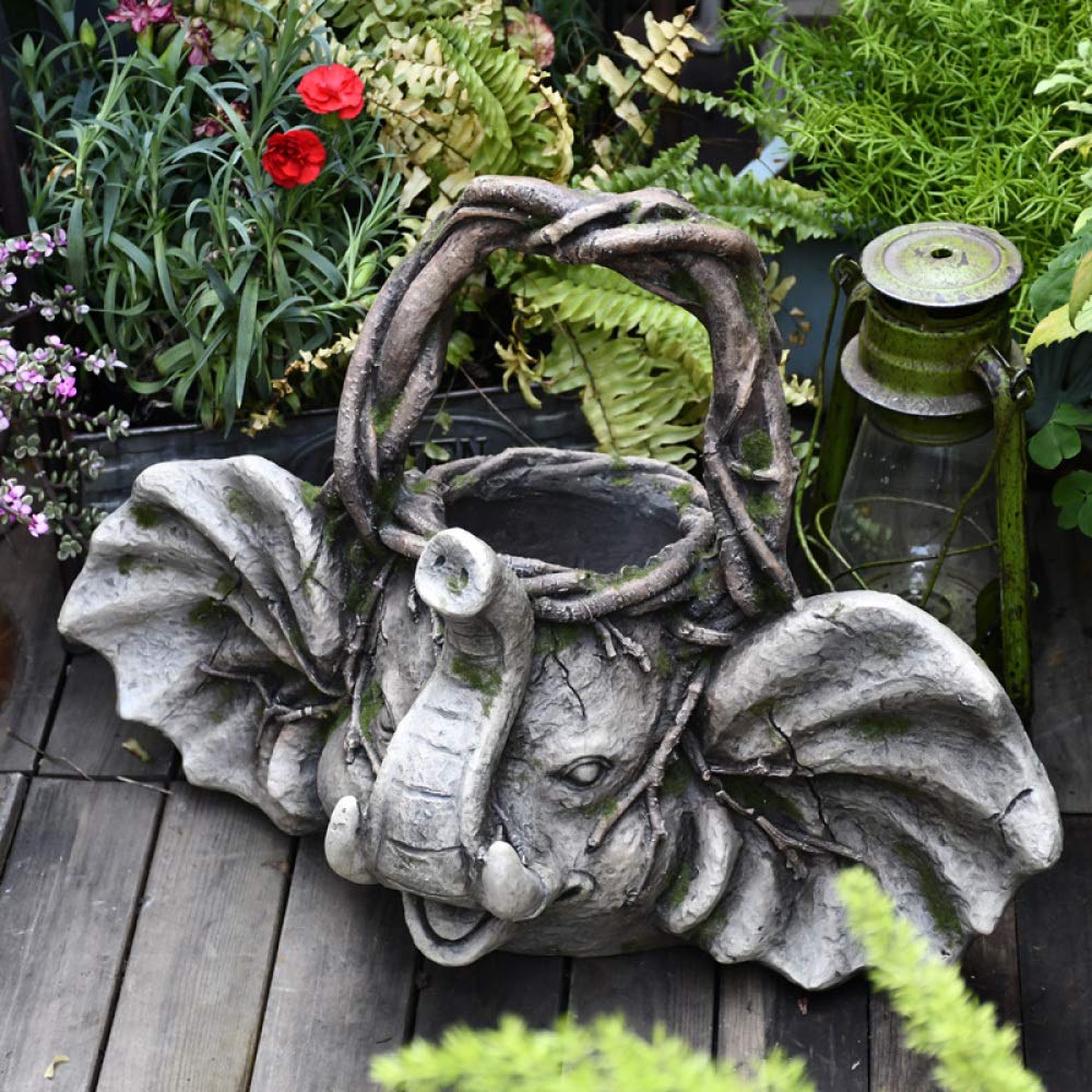 Lifelike Elephant Rattan Flower Pot - Large Succulent Planter with Retro Design for Home & Garden Decor - Perfect for Indoor Plants, Cacti, and Green Dill - Ideal for Living Room, Patio, and Office Decorations