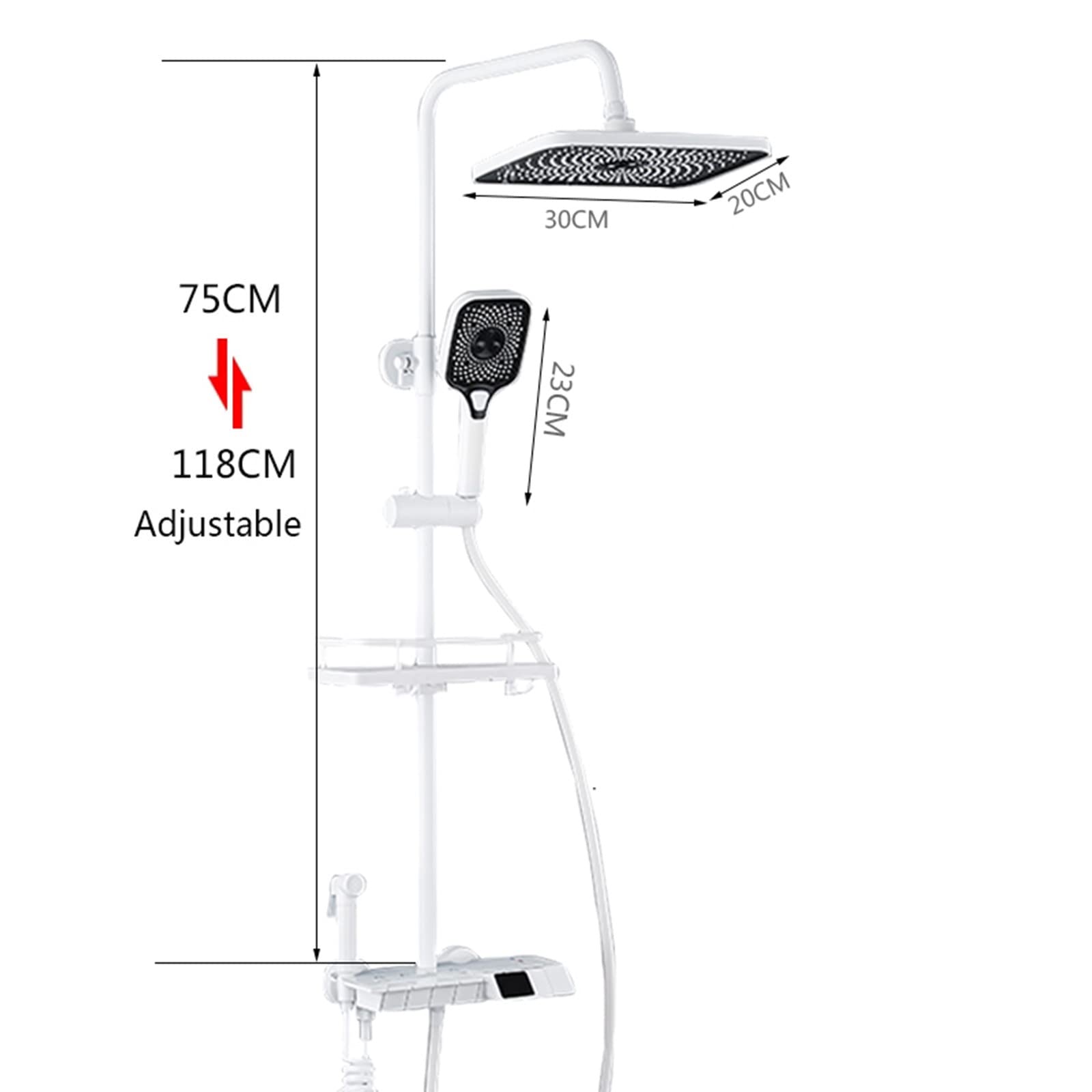 Boyuan Thermostatic Digital Shower System - 4 Function Piano Key Mixer Tap with Rainfall Shower Head, Handheld Bidet Sprayer & Adjustable Tub Spout | Perfect for Modern Bathrooms, Spa-Like Experience & Water-Saving Homes