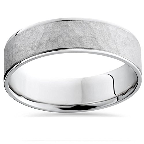 6mm Men's Argentium Silver Hammered Wedding Ring - Durable & Hypoallergenic Silver Band for Men, Perfect for Weddings, Anniversaries & Everyday Wear
