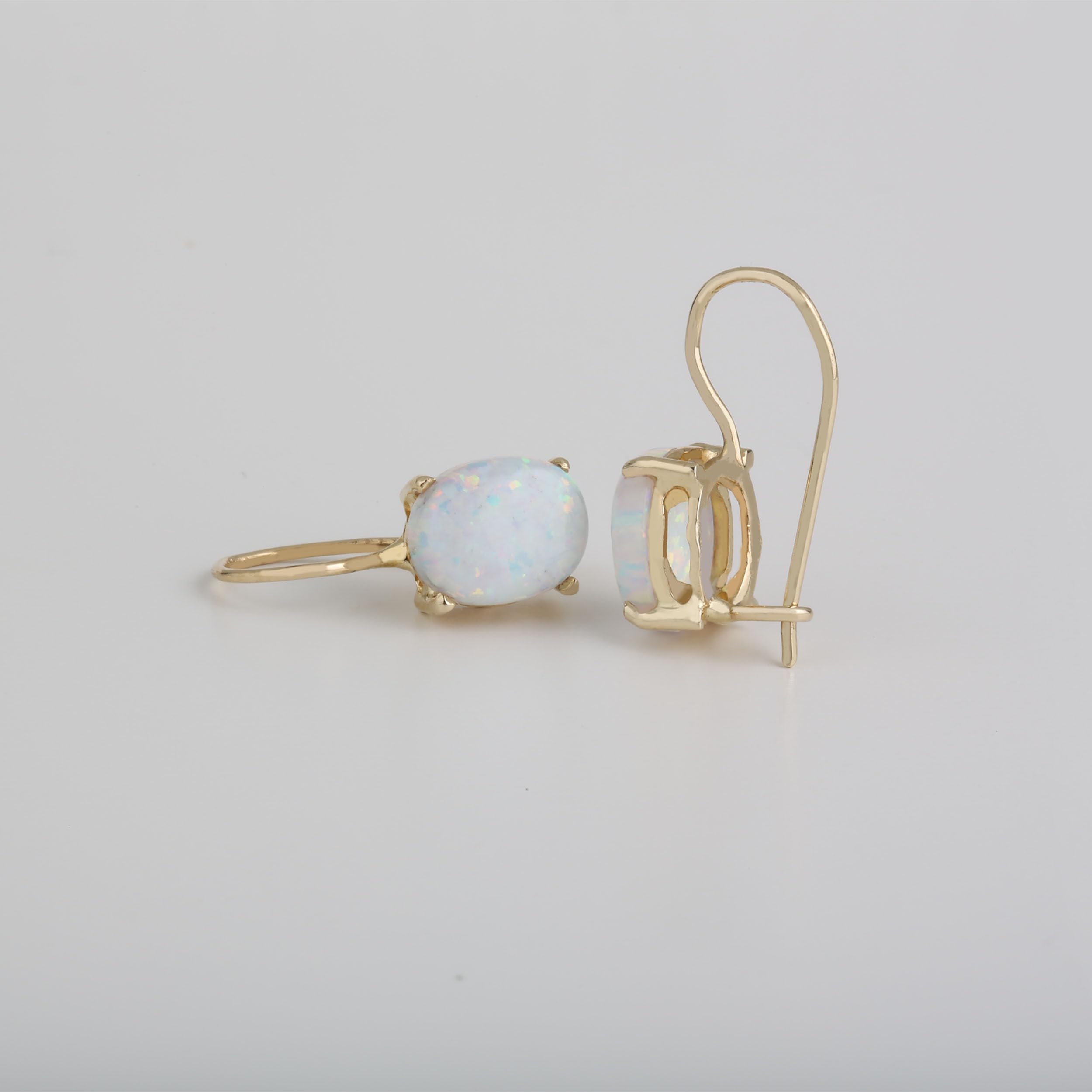 14k Solid Gold Oval Dangle Earrings with Gemstone - Elegant Everyday Jewelry for Women | Perfect for Bridal, October Birthdays, Libra Zodiac, Graduation Gifts | Office Wear, Date Night & Special Occasions