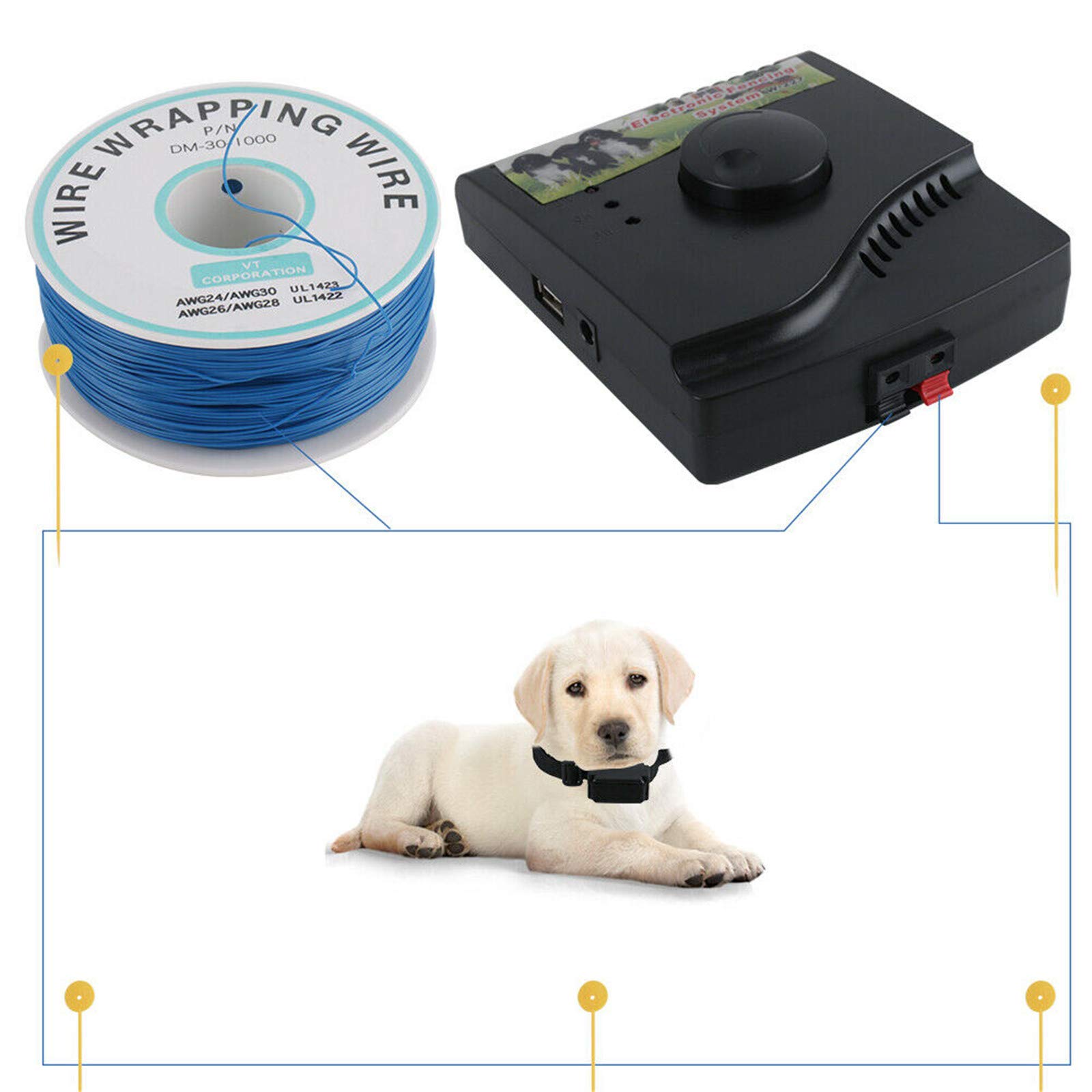 Electric Dog Fence System - Safe & Effective Above Ground & Underground Pet Containment for Small, Medium & Large Dogs | Rechargeable Waterproof Collar Receiver | Works for 2 Dogs | Perfect for Backyard, Farm & Outdoor Dog Training
