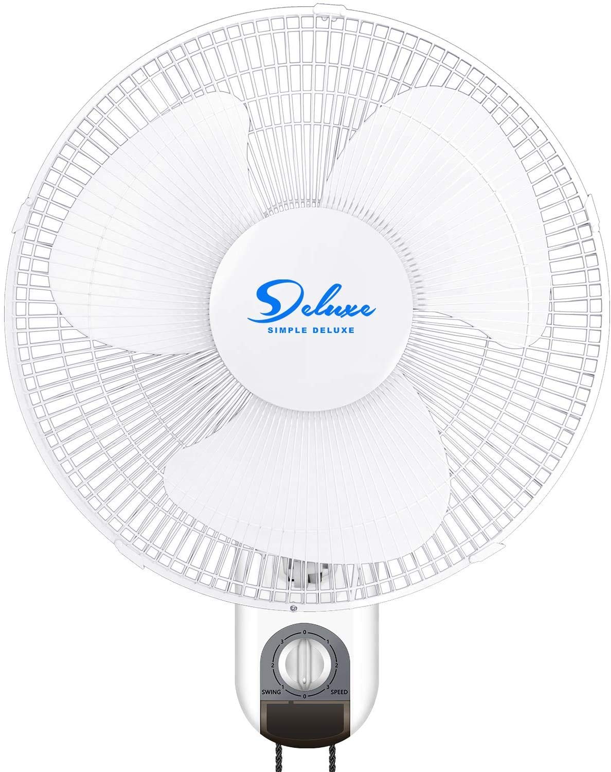HealSmart 16 Inch Digital Wall Mount Fan with Adjustable Tilt & 3 Speed Settings - 90 Degree Rotation, White - Perfect for Bedroom, Kitchen, Office & Indoor Cooling