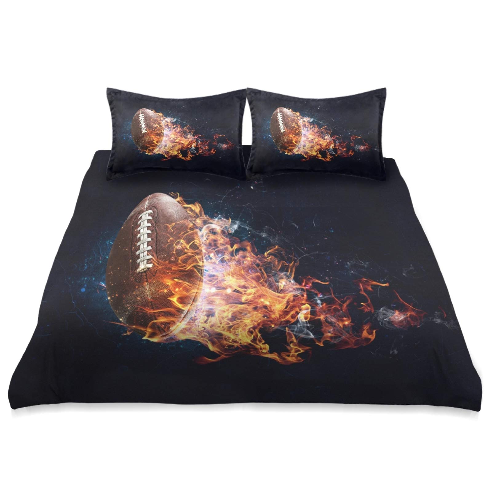 American Football Sports Comforter Set - 3 Piece Ultra Soft All Season Bedding Set, Queen Size 90x90 Inch - Perfect for Game Day Decor, Dorm Room Essentials & Sports Themed Bedroom