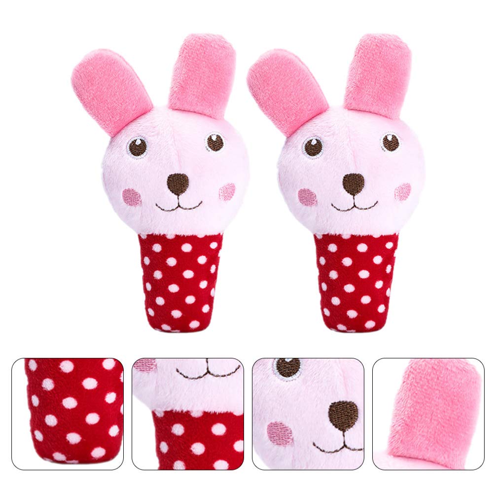 Balacoo 2-Pack Rabbit Shaped Pet Chew Toys - Soft Fluffy Stuffed Animal Interactive Dog & Cat Toys for Teething Puppies - PP Cotton Safe Biting Toys for Small Pets - Perfect for Playtime, Training & Anxiety Relief