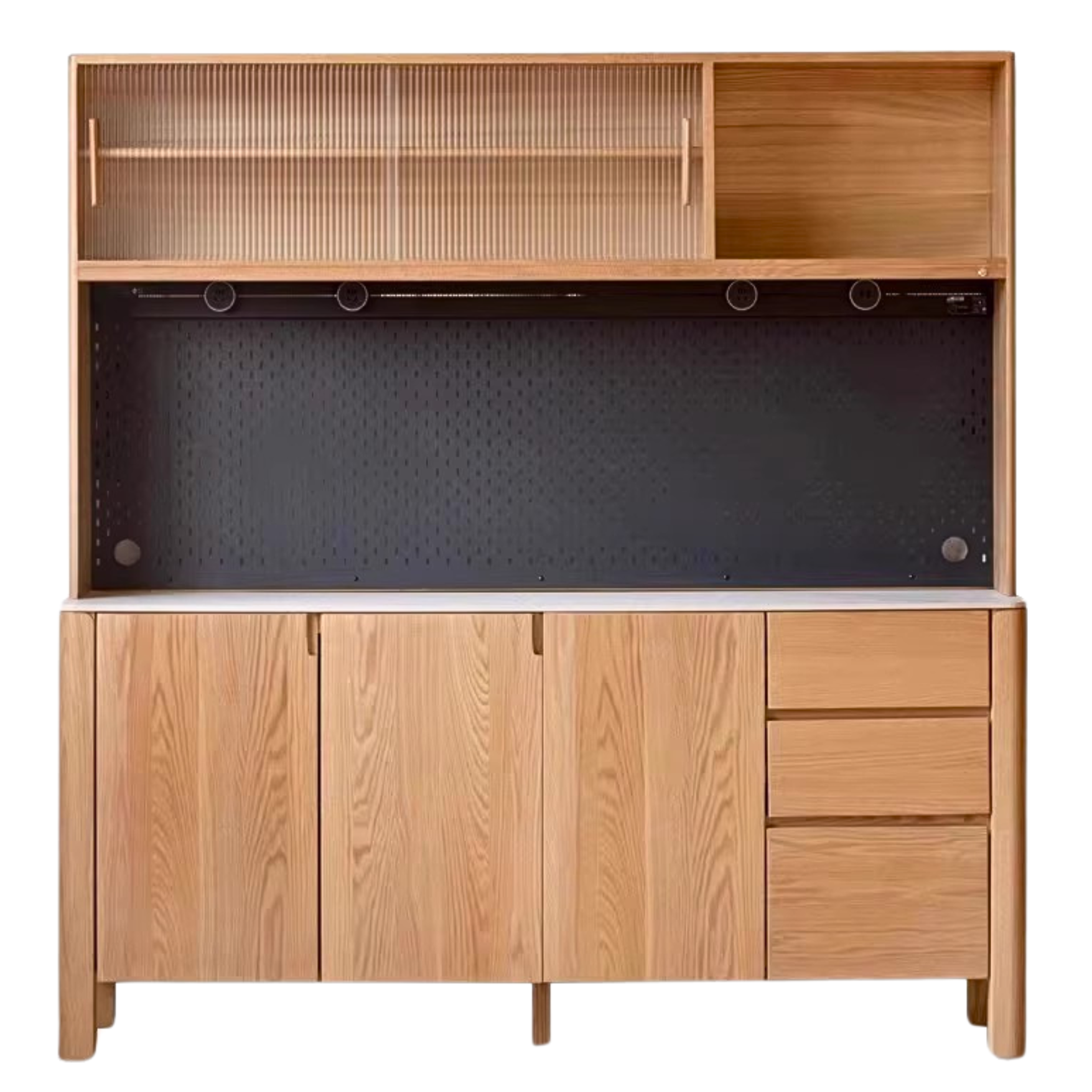 70.9x15.7x74.8 inch / 180x40x190 cm / Natural wood color/ sideboard + shelf + Electric Rail Bull