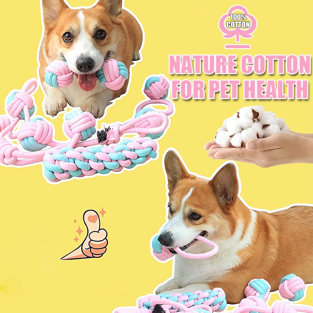 Speedy Panther 7Pcs Natural Cotton Dog Rope Toys for Small & Medium Dogs - Puppy Chew Toys & Teething Toys for Puppies 8+ Weeks - Durable Tug Toys for Indoor & Outdoor Play, Training & Bonding
