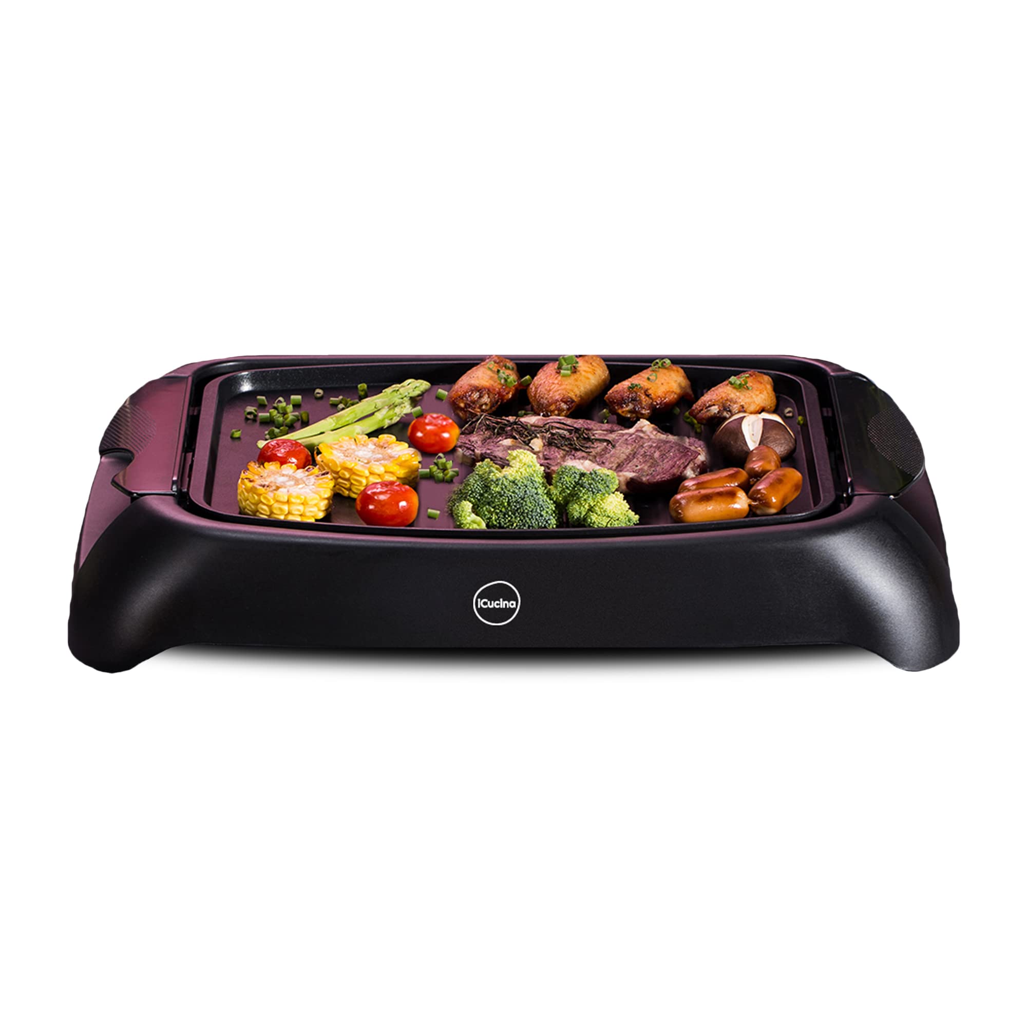 Nonstick Electric Griddle for Pancakes, Eggs & Quesadillas - iCucina Indoor Kitchen Griddle with Removable Drip Tray & Immersible Plate | Perfect for Breakfast, Brunch & Family Cooking
