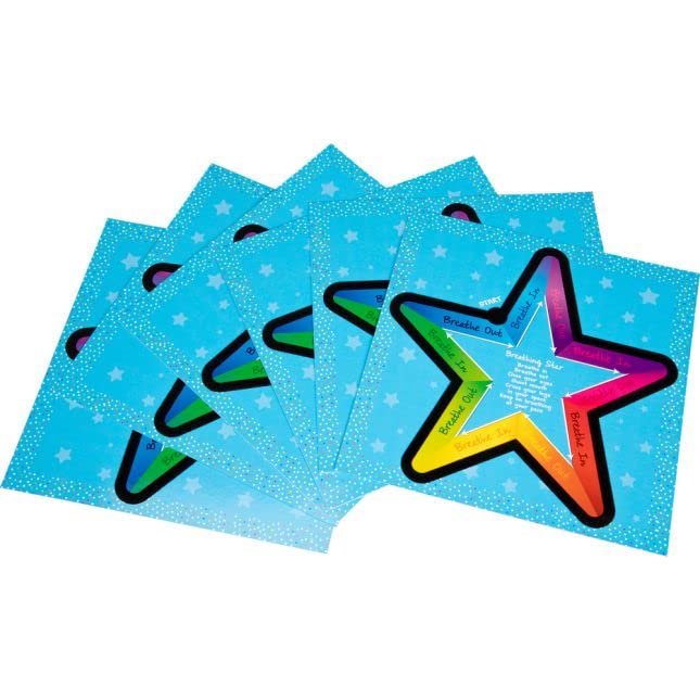 Tactile Breathing Star Cards - 6 Pack for Social Emotional Learning | Sensory Fidget Toys for Anxiety Relief & Mindfulness | Classroom & Home Use for Kids & Adults