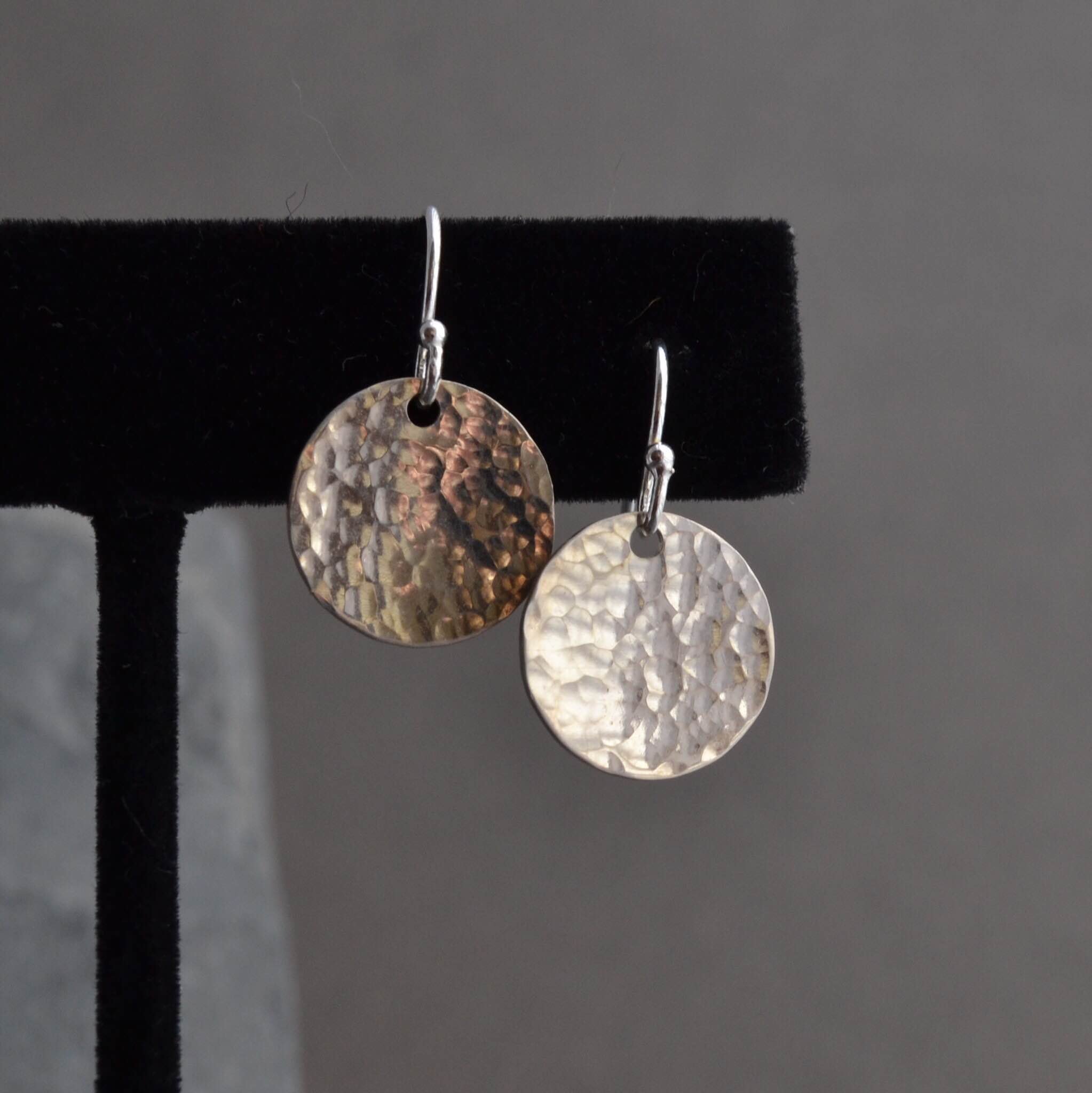 Hammered Sterling Silver Disc Earrings - Minimalist Dainty Hoops for Women | Perfect for Everyday Wear, Office & Casual Outfits