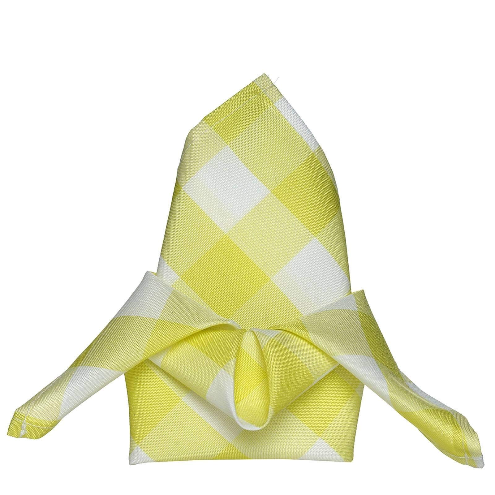 Efavormart 5-Pack Premium Yellow & White Washable Checkered Gingham 15x15 Inch Linen Napkins - Perfect for Weddings, Picnics, Parties & Outdoor Dining