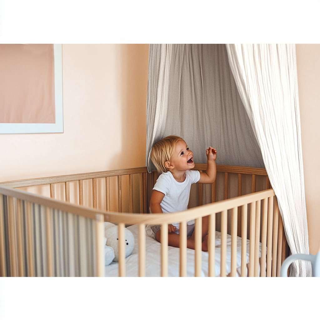 100% Cotton Kids Bed Canopy - Princess Mosquito Net for Girls Bedroom, Nursery Crib & Toddler Play Tent | Pom Pom String Curtain for Reading Nook & Playroom Decor | Breathable Dome Canopy for Baby Bed, Daydream Space & Sleep Sanctuary