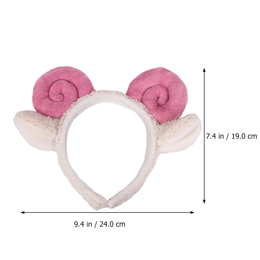 VALICLUD 2 Pack Soft Plush Sheep Ears Headband - Cute Lamb Ear Hair Band for Women & Girls (Pink) - Perfect for Makeup, Shower, Face Washing, Cosplay & Everyday Use