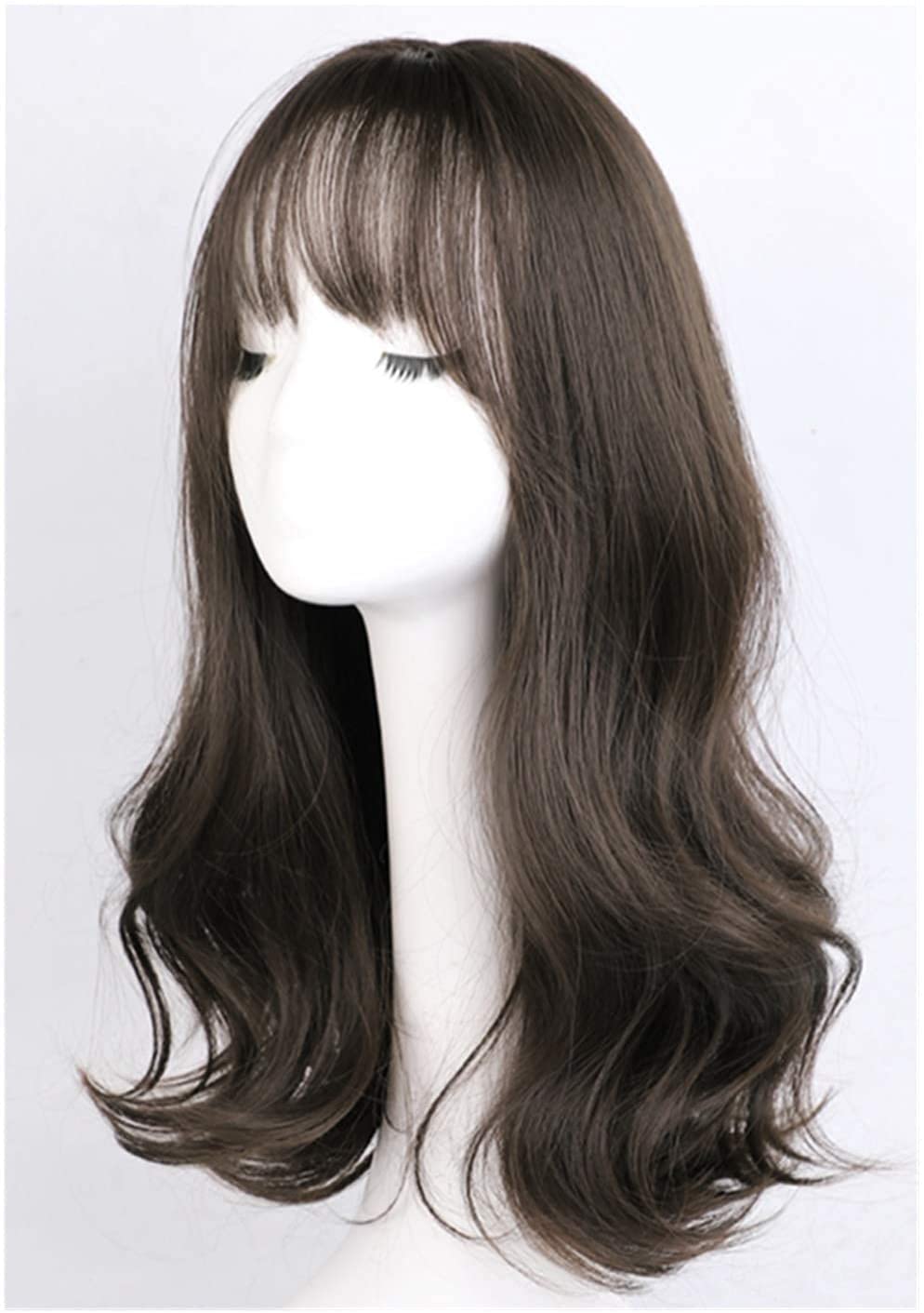 XZGDEN Long Wavy Synthetic Hair Wig with Bangs - Natural Looking Fake Hair for Women, Soft & Comfortable, Heat Resistant, Perfect for Cosplay, Halloween, Parties & Daily Wear