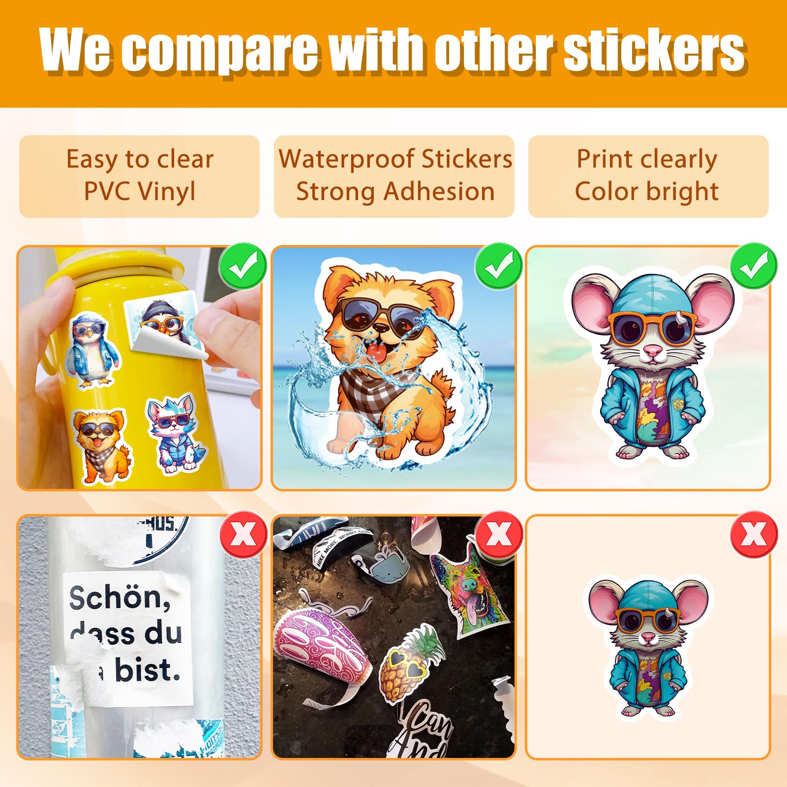 100 Pcs Cute Animal Stickers for Kids - Waterproof Vinyl Decals for Water Bottles, Laptops, Phones, Skateboards - Fun Gifts for Boys & Girls - Perfect for School, DIY Crafts & Party Favors