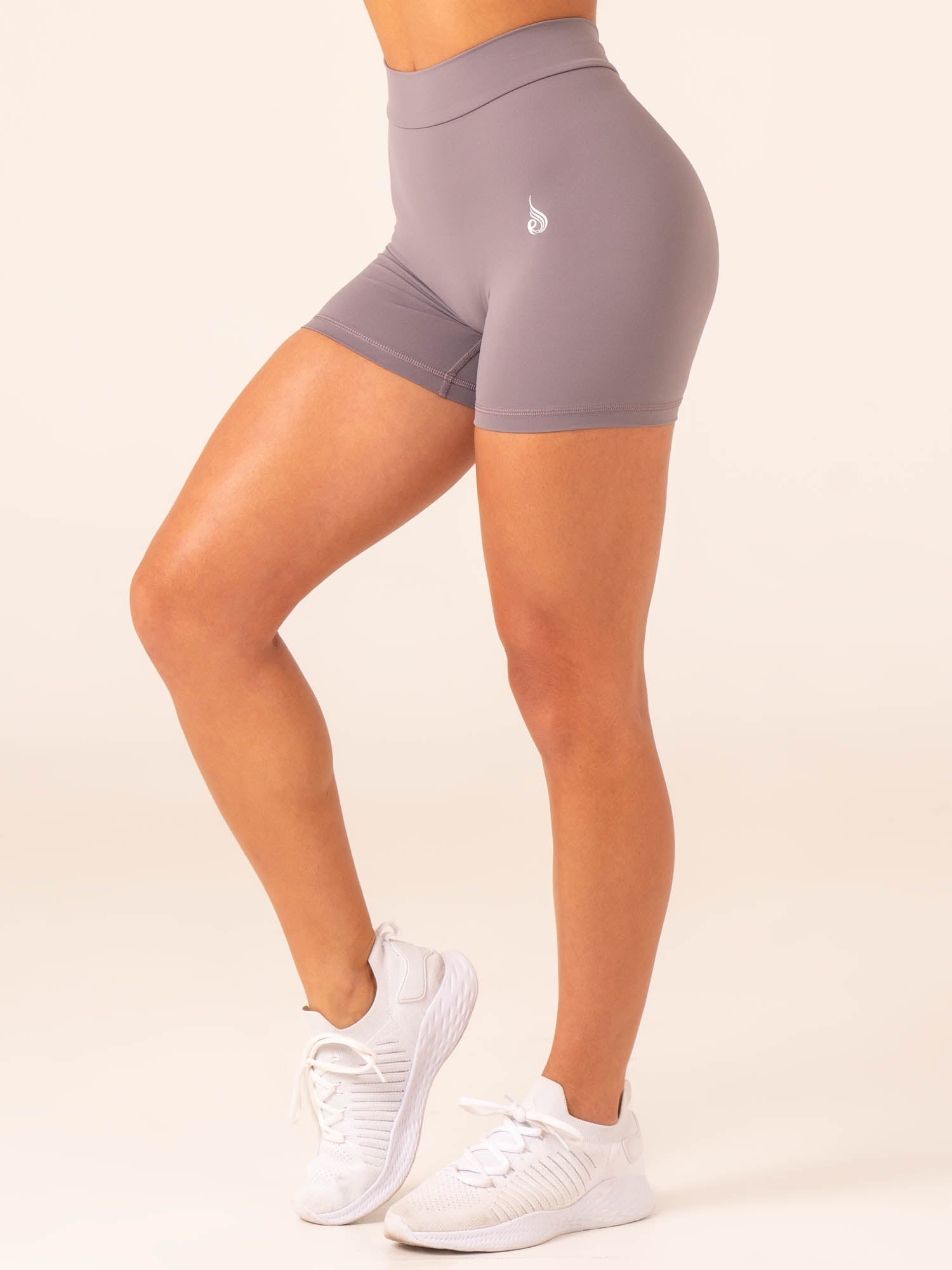 NKD V Scrunch Shorts for Women - High Waisted Workout Shorts with Side Pockets - Charcoal Gray - Perfect for Gym, Running, Yoga & Lounge
