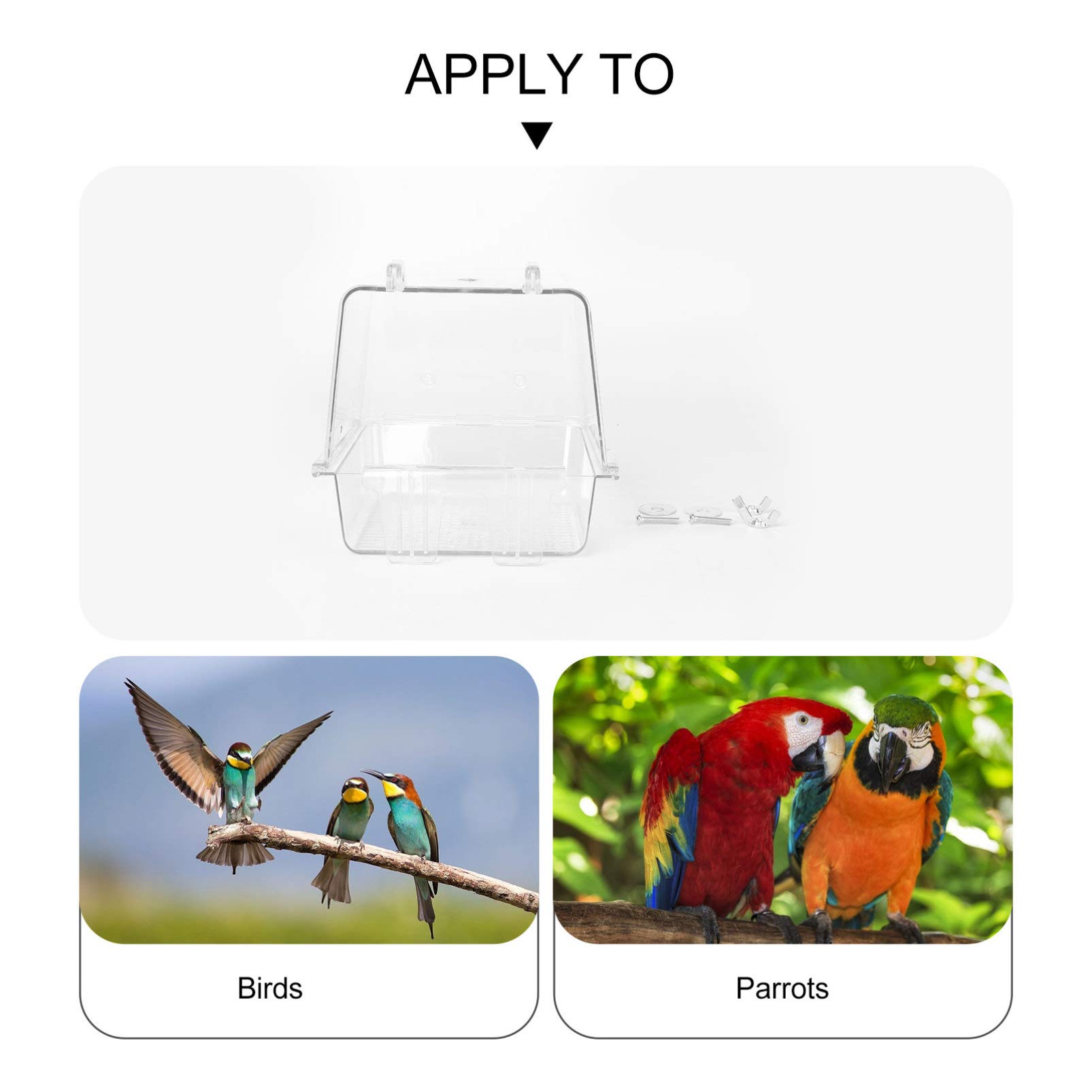 Balacoo Plastic Parrot Bath Box - Bird Bathtub & Cage Accessory for Canaries, Budgies & Small Parrots | Perfect for Cage Cleaning & Bird Grooming