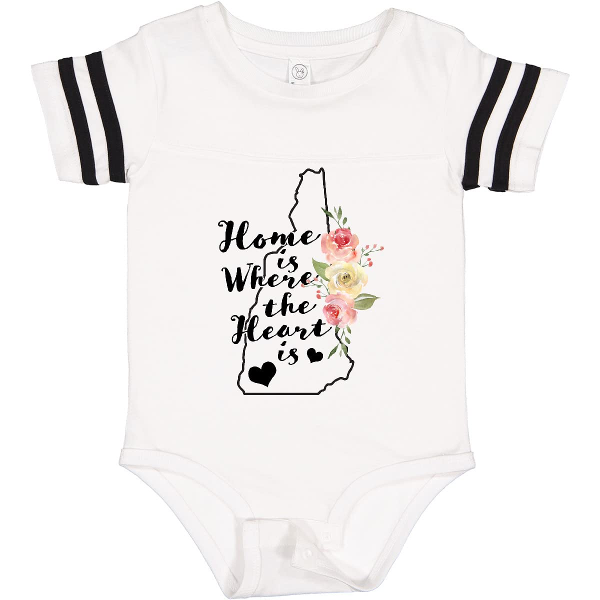 Inktastic New Hampshire Home is Where The Heart is Watercolor Baby Bodysuit - Soft Cotton Onesie for Infants, Cute State-Themed Gift for Newborns & Baby Showers