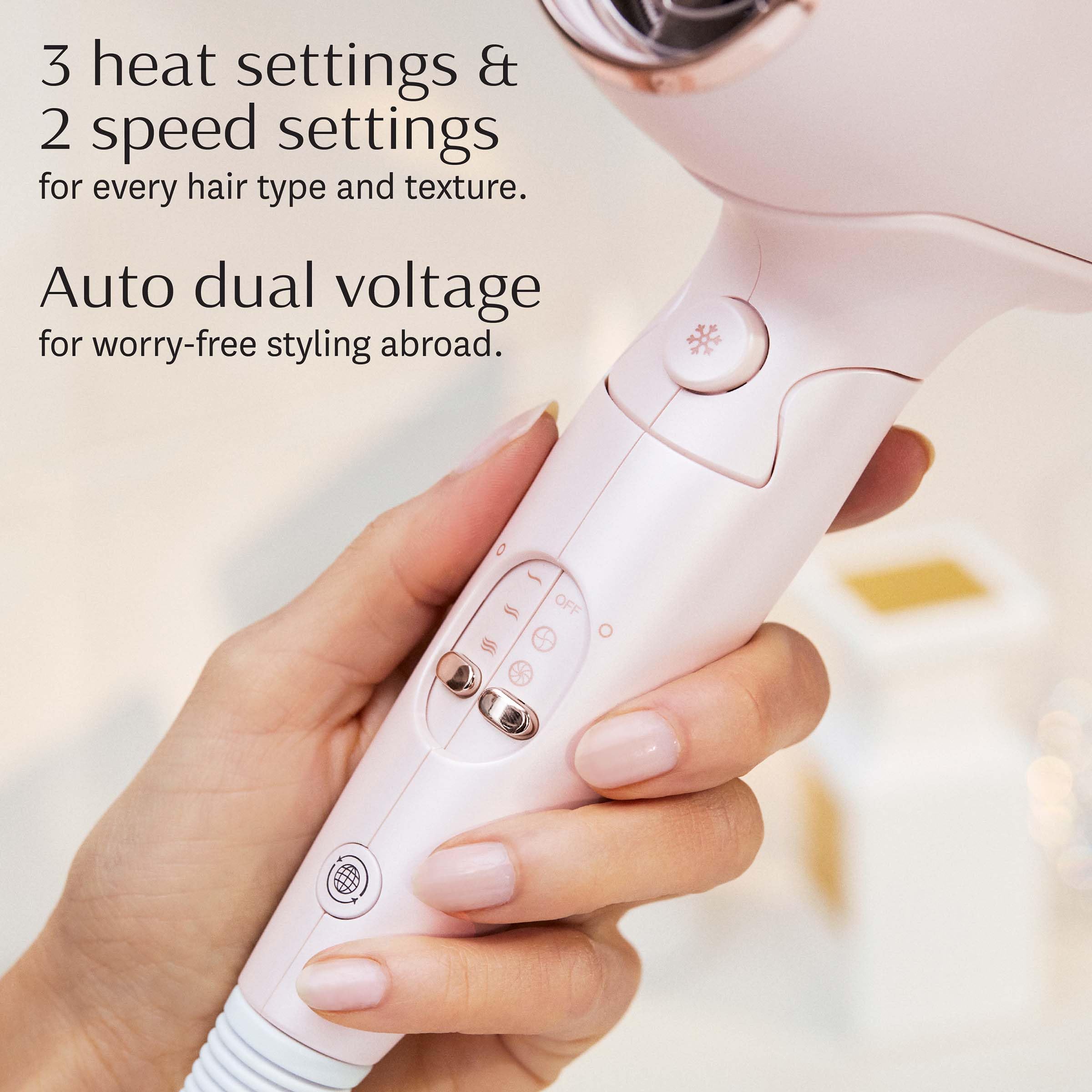 T3 Afar Lightweight Travel Hair Dryer - Dual Voltage, Folding Handle, Fast Drying & Frizz Control | Perfect for Hotels, Gym, Vacation & On-the-Go Styling