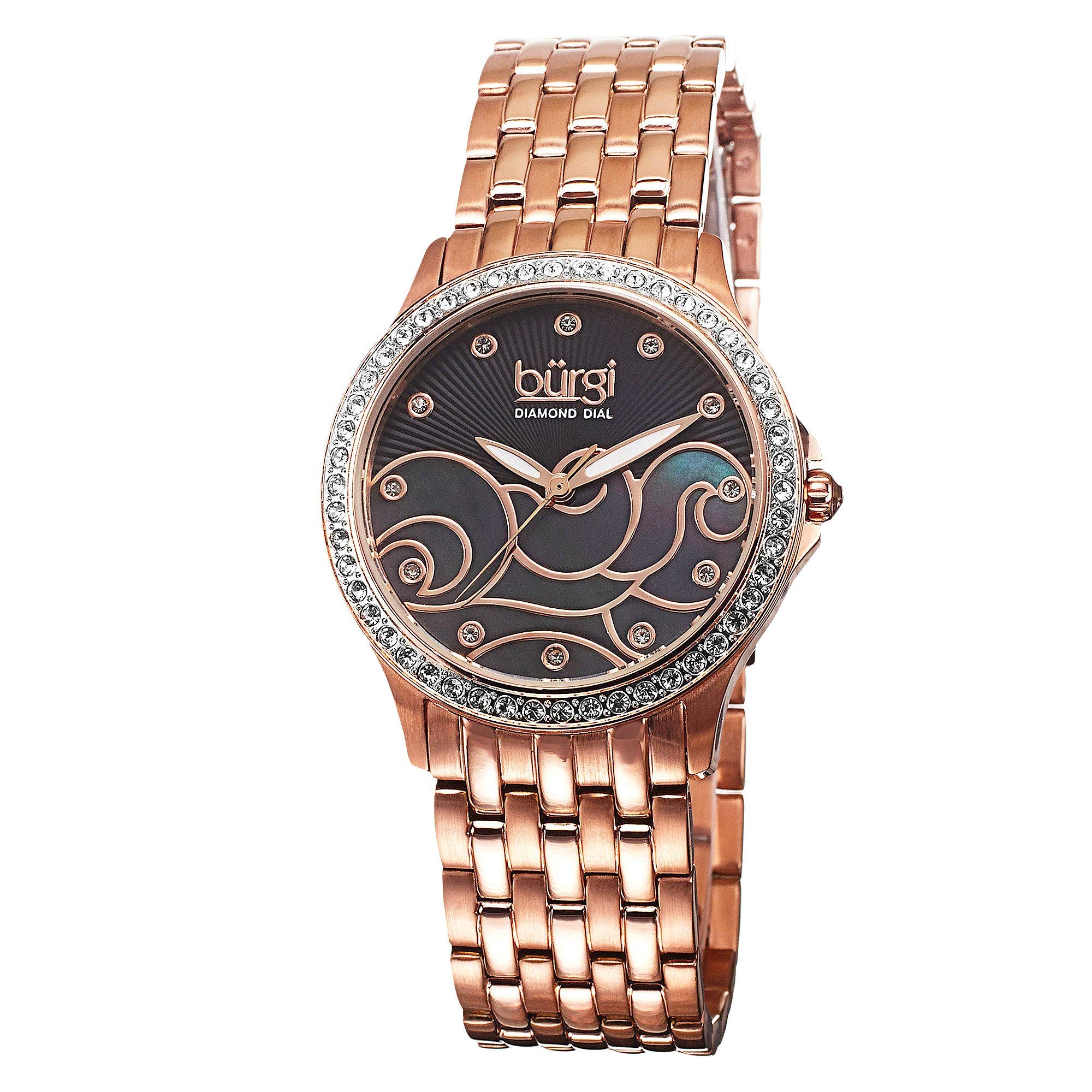 Burgi Women's Diamond Watch - Genuine Diamond Hour Markers, Sunray Dial & Stainless Steel Bracelet - Perfect for Work, Party & Special Occasions - BUR081