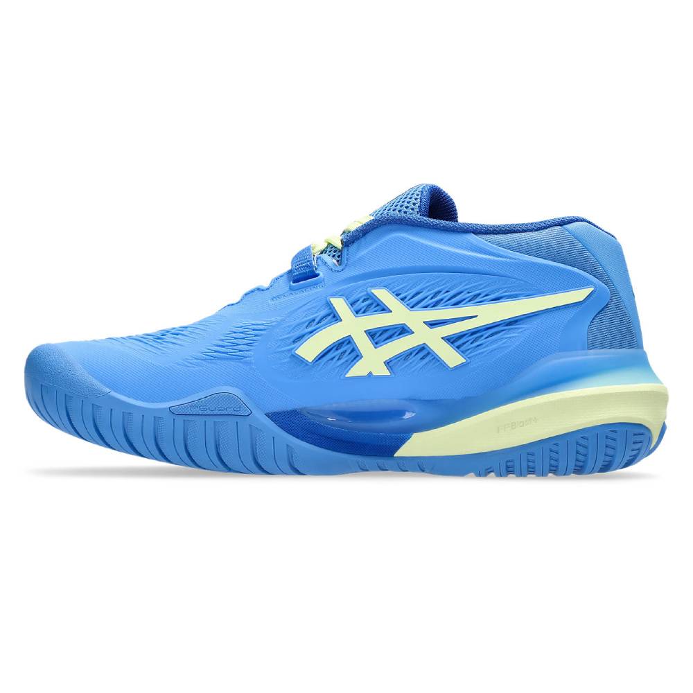 ASICS Gel Resolution X Women's Tennis Shoes - Lightweight & Supportive Court Shoes for Women in Blue Coast/Huddle Yellow | Perfect for Competitive Matches & Training Sessions