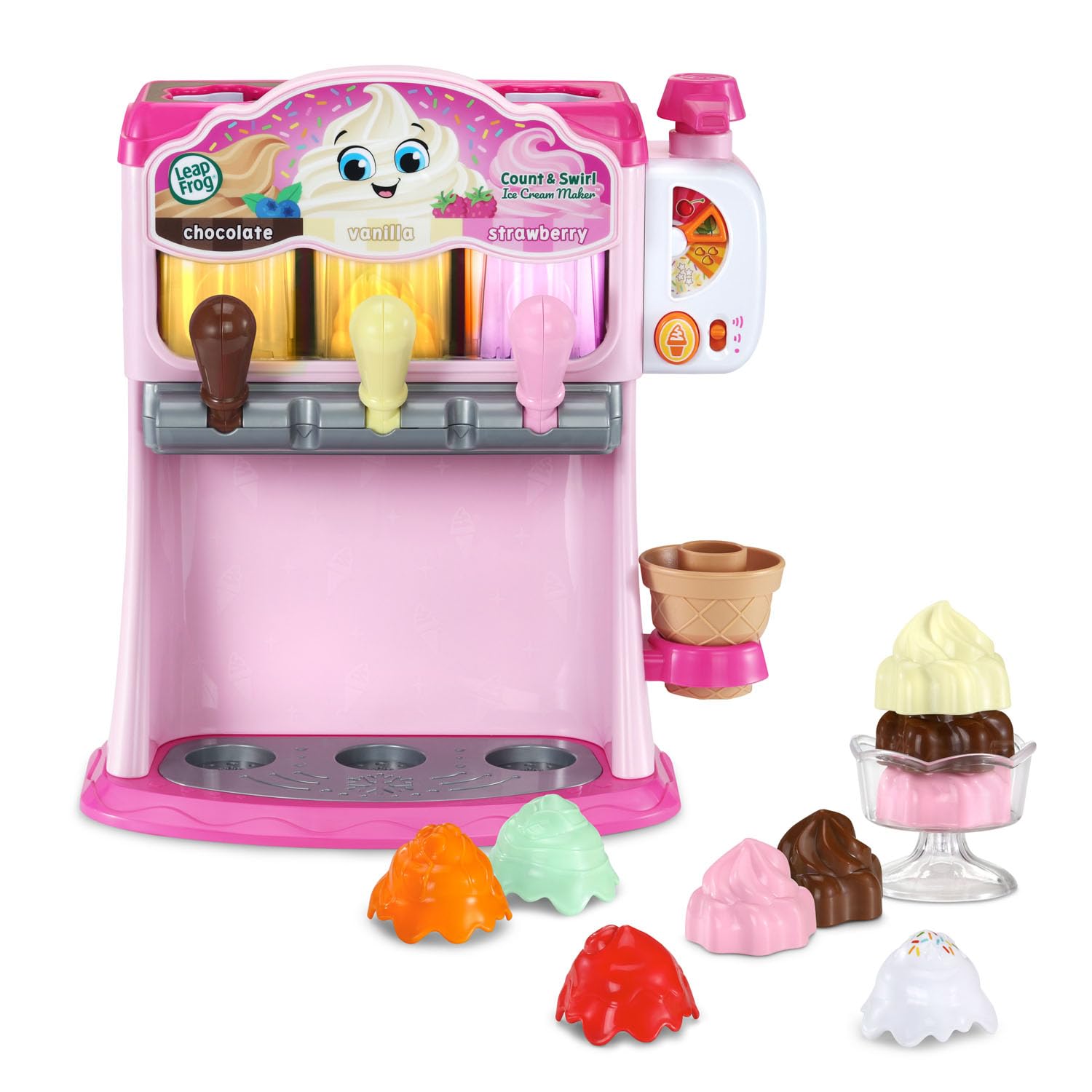 LeapFrog Count and Swirl Ice Cream Maker Toy for Toddlers & Kids Ages 2+ | Pretend Play Learning Game | Pink Educational Playset for Birthday Gifts & Preschool Activities