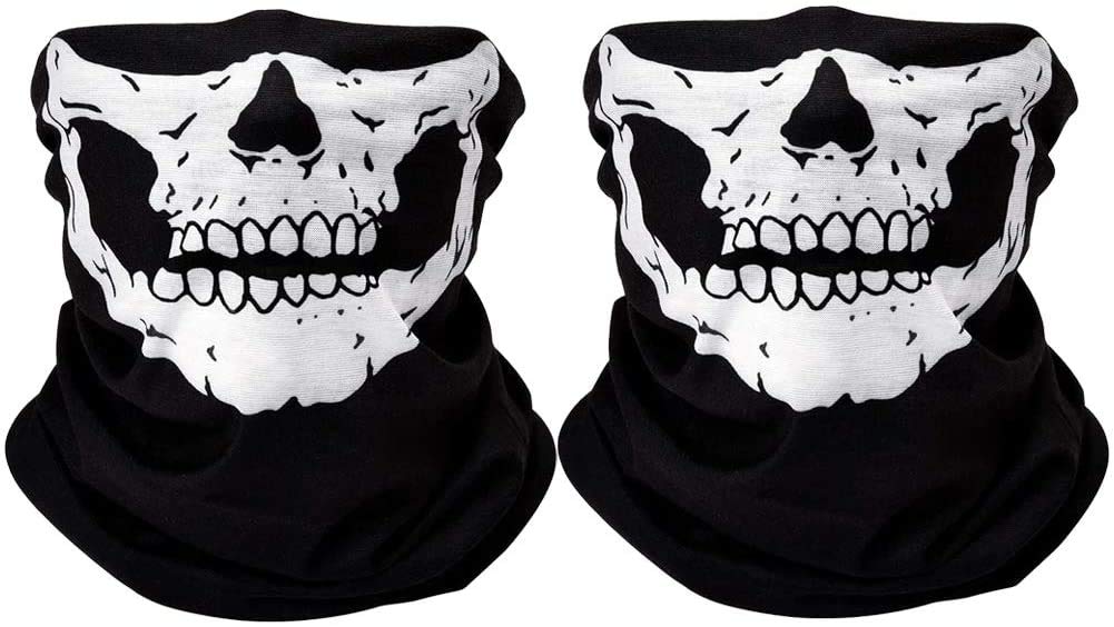 Skull Skeleton Face Mask - Breathable Motorcycle Bandana & Seamless Scarf for Bikers, Outdoor Sports & Halloween Costume Accessories