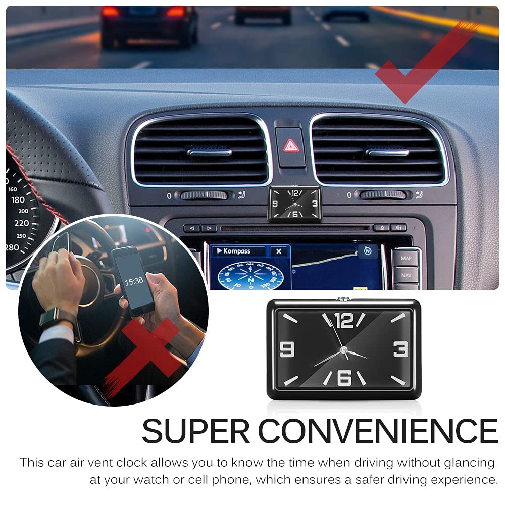 Car Mini Quartz Clock - Black Stick-On Automobile Clock, Portable & Fashionable Car Decoration for Dashboard, Office, and Home Use