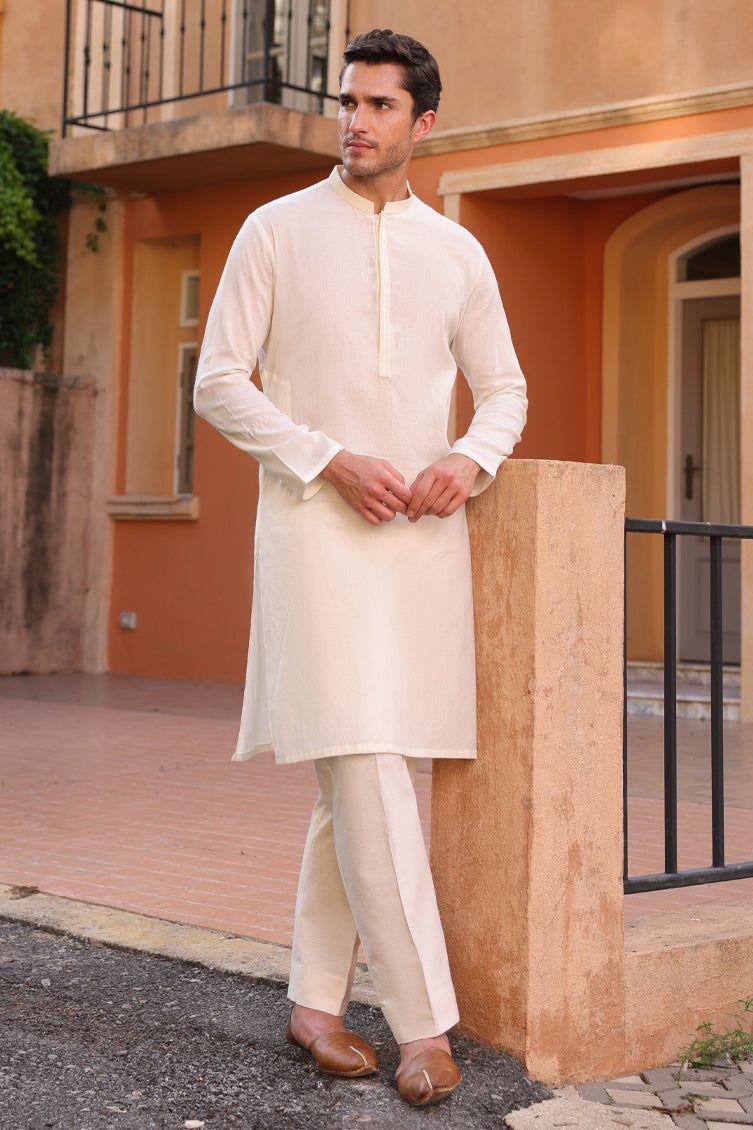 Premium Cotton White Kurta by J. Junaid Jamshed - Comfortable Traditional Pakistani Dress for Men - Perfect for Eid, Weddings & Casual Wear