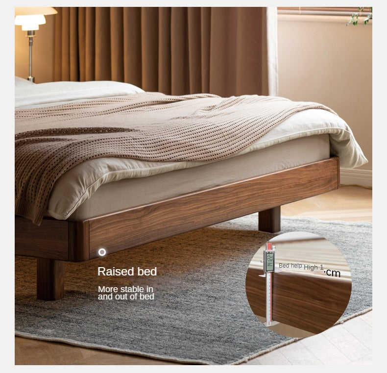 Solid Black Walnut Wood Leather Upholstered Suspended Bed with LED Lighting - Perfect for Modern Bedroom, Guest Room, and Luxury Home Decor