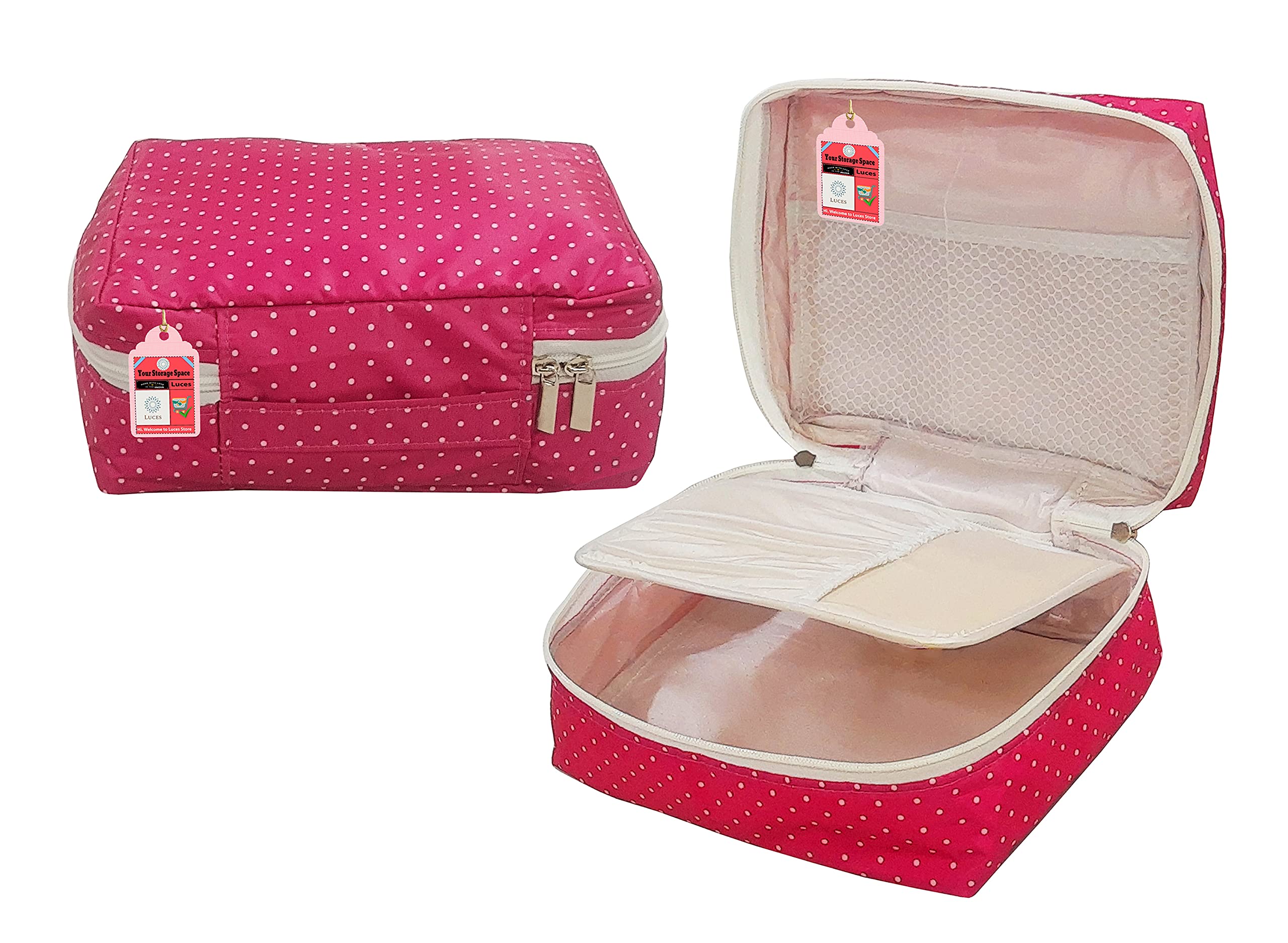 Pink Makeup Storage Box & Jewelry Organizer for Women - Portable Cosmetic Vanity Case, Toiletry Travel Pouch, Wardrobe Accessory - Perfect for Travel, Home & Daily Use