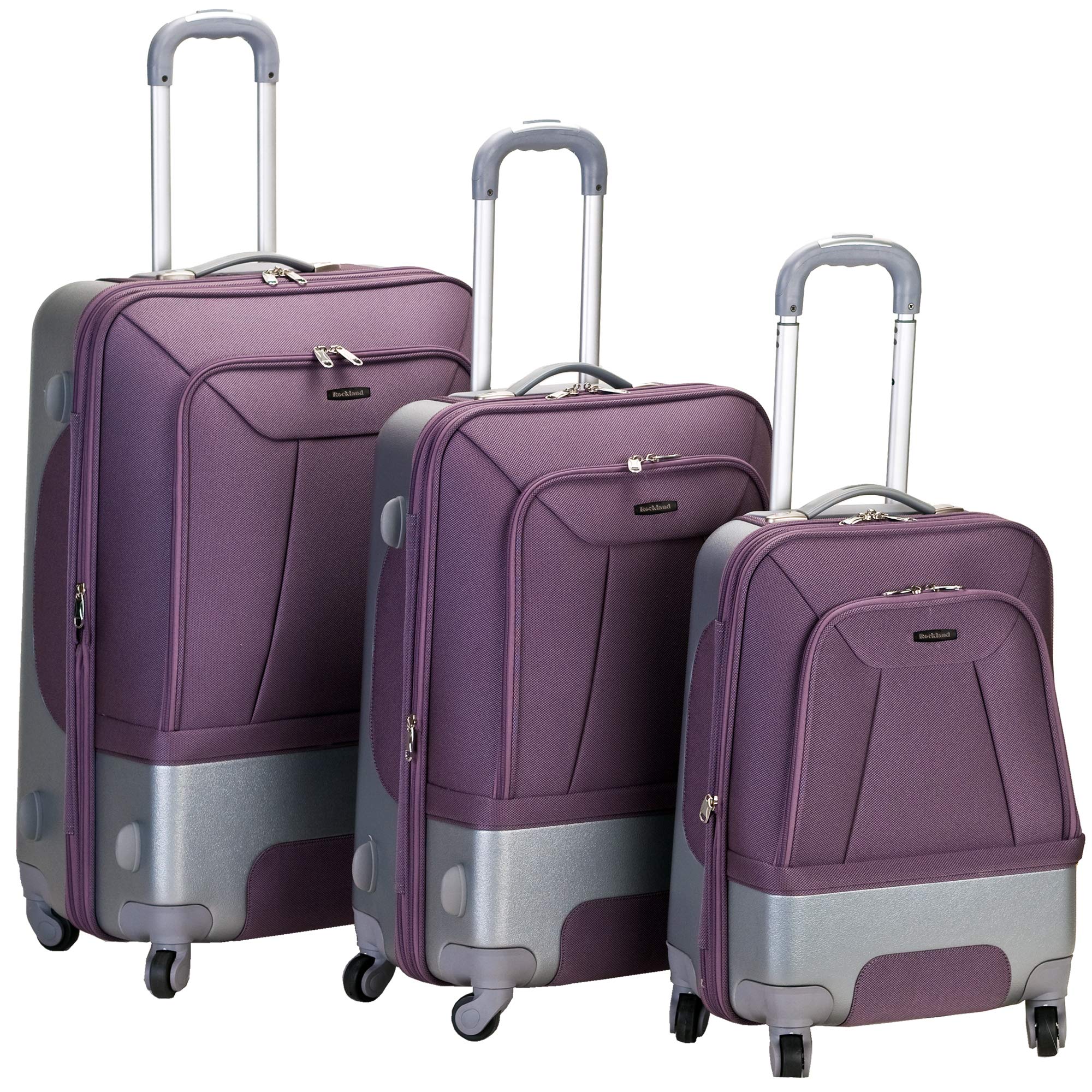 Rockland Rome Hybrid Spinner Wheel Luggage Set - 3-Piece (20/24/28 Inch) Lavender Suitcase for Travel, Lightweight & Durable with 360° Spinner Wheels | Perfect for Business Trips, Vacations & Air Travel