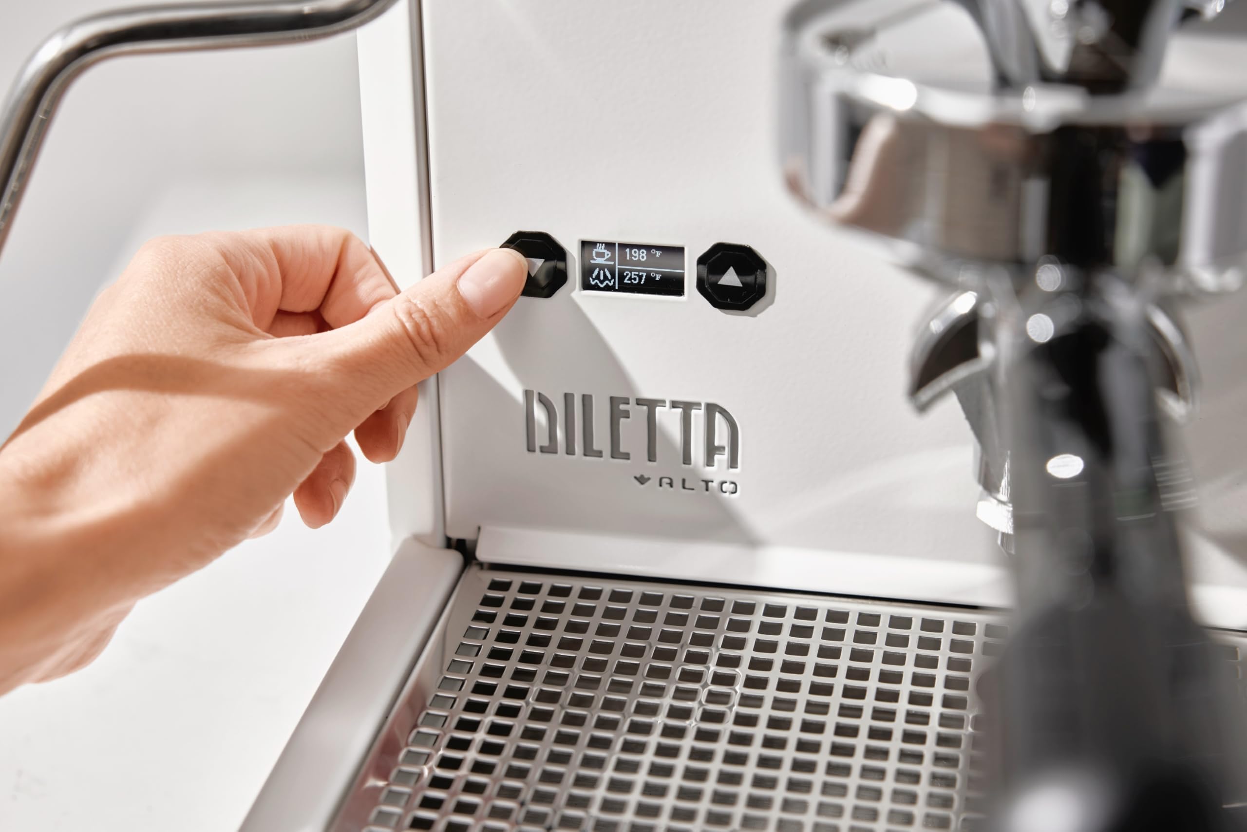 Diletta Alto Dual Boiler Espresso Machine with PID & Flow Control | Adjustable OPV & Shot Timer | Professional Home & Cafe Use (White) | Perfect for Latte, Cappuccino & Espresso Drinks