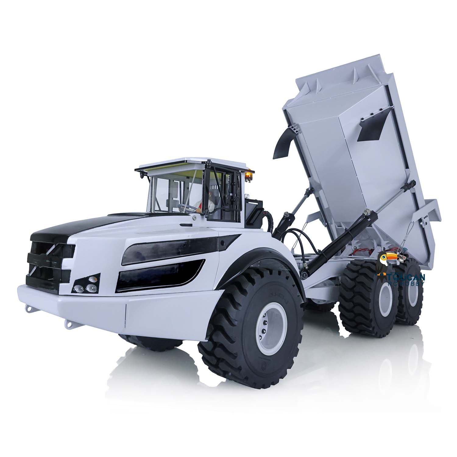1/14 Scale Metal Hydraulic 6x6 RC Articulated Dump Truck - Engineering Vehicle Model with Motor, ESC & LED Lights - Perfect for Construction Site Play, Collecting & STEM Learning