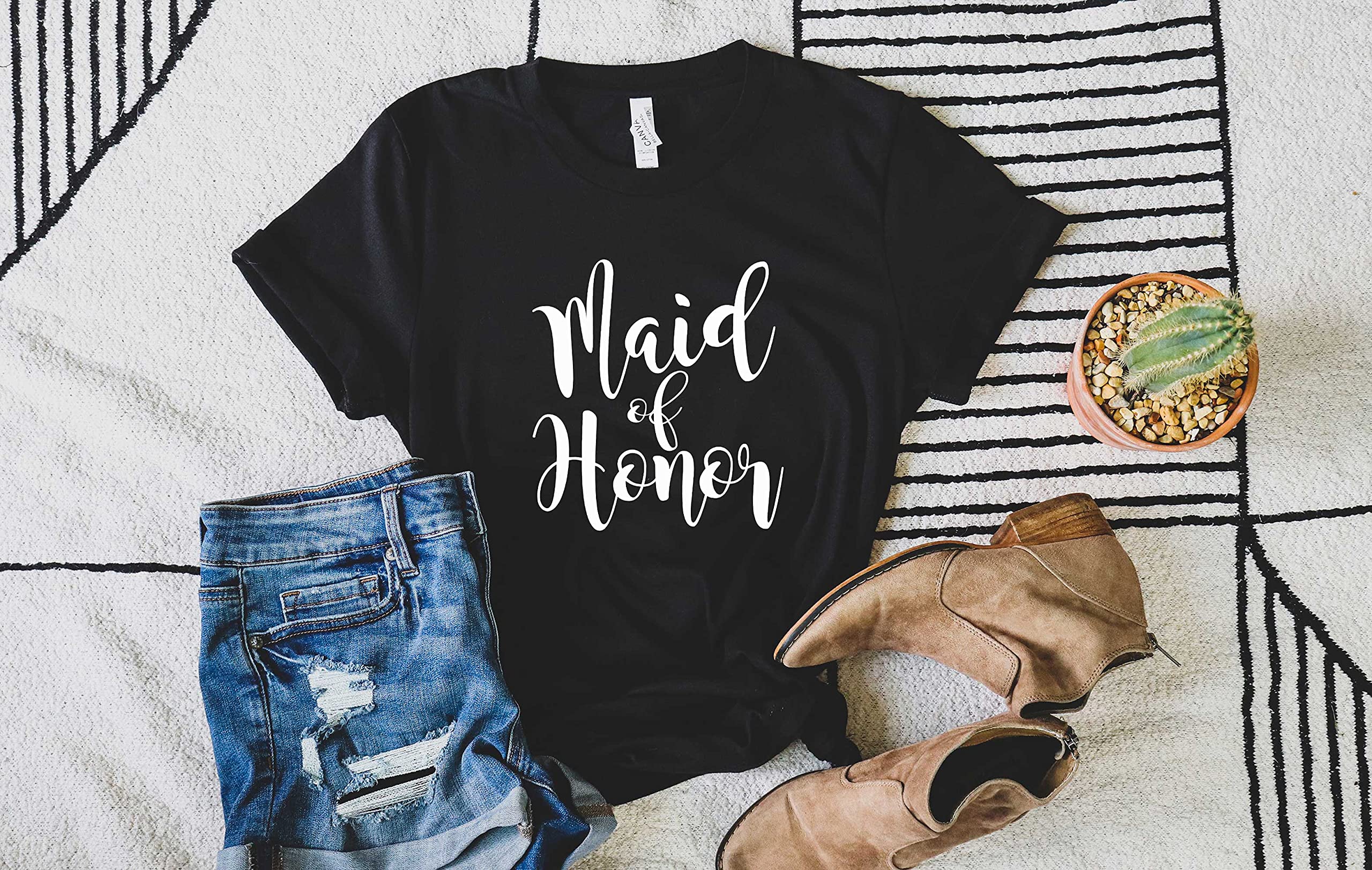 Blue Sand Textiles Maid of Honor Shirt | Wedding Party T-Shirt | Unisex Bachelorette Tee | Perfect for Bridal Showers & Wedding Celebrations