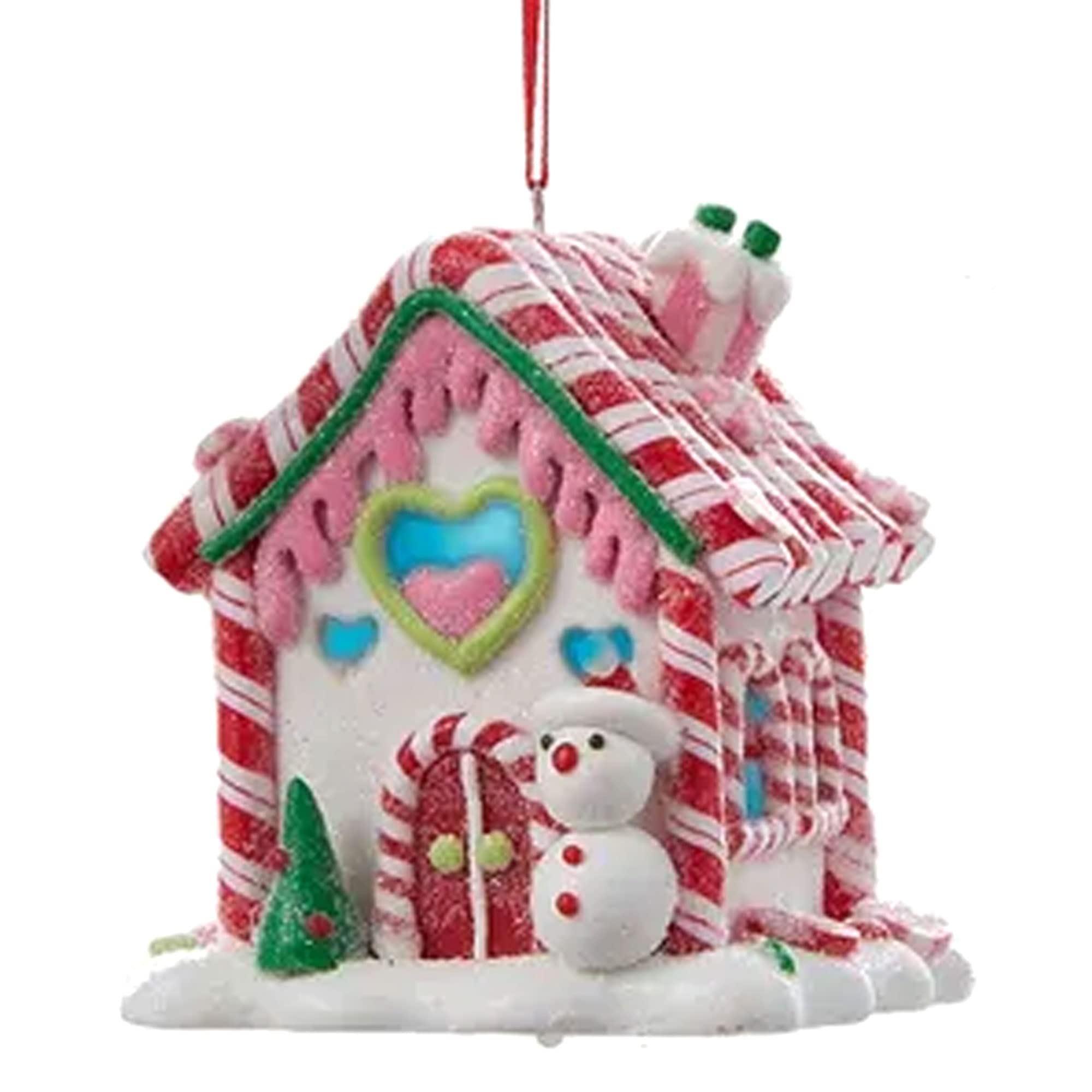 Kurt Adler Battery Operated LED Gingerbread House Christmas Tree Ornaments - 3 Pack Hanging Decor with String for Holiday, Xmas, Winter Home Decor - Perfect for Christmas Tree, Mantel, Window & Gift Giving