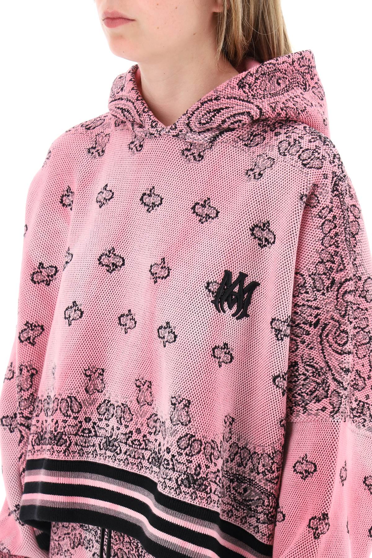 Amiri Cropped Hoodie with Bandana Print - Trendy Streetwear for Women | Perfect for Casual Outfits, Concerts & Urban Fashion